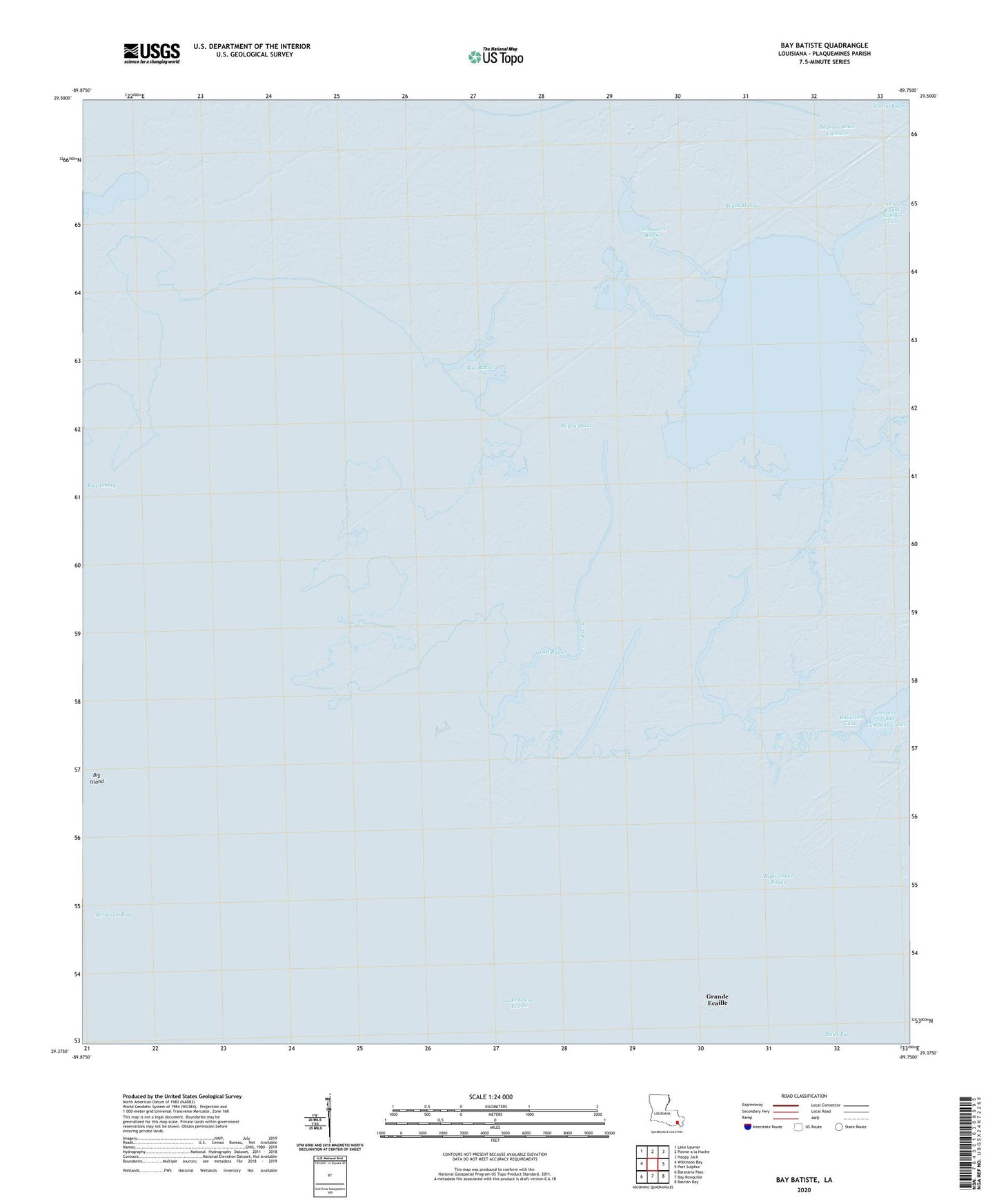 Bay Batiste Louisiana US Topo Map Image