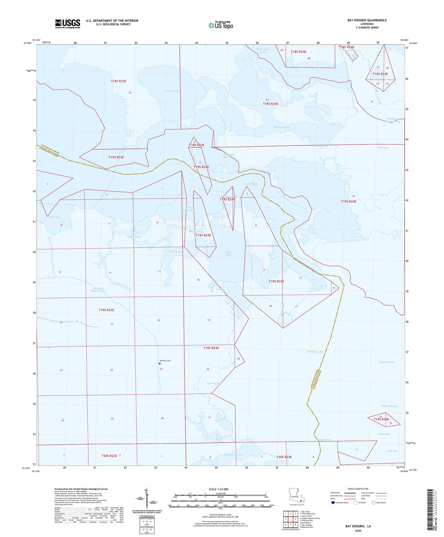 Bay Dosgris Louisiana US Topo Map Image