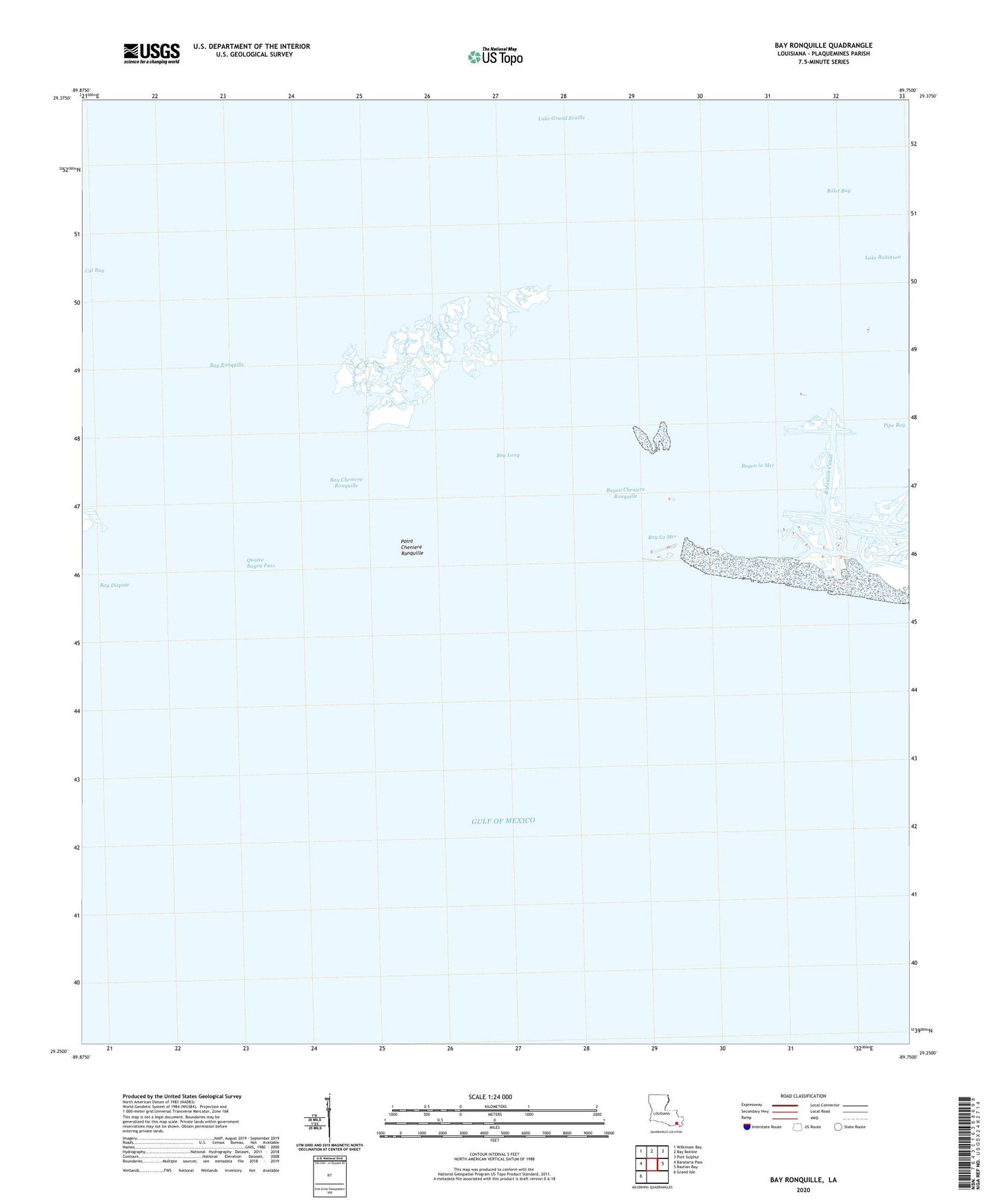 Bay Ronquille Louisiana US Topo Map Image