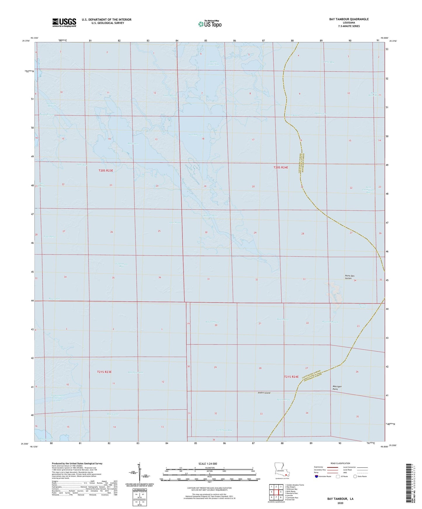 Bay Tambour Louisiana US Topo Map Image
