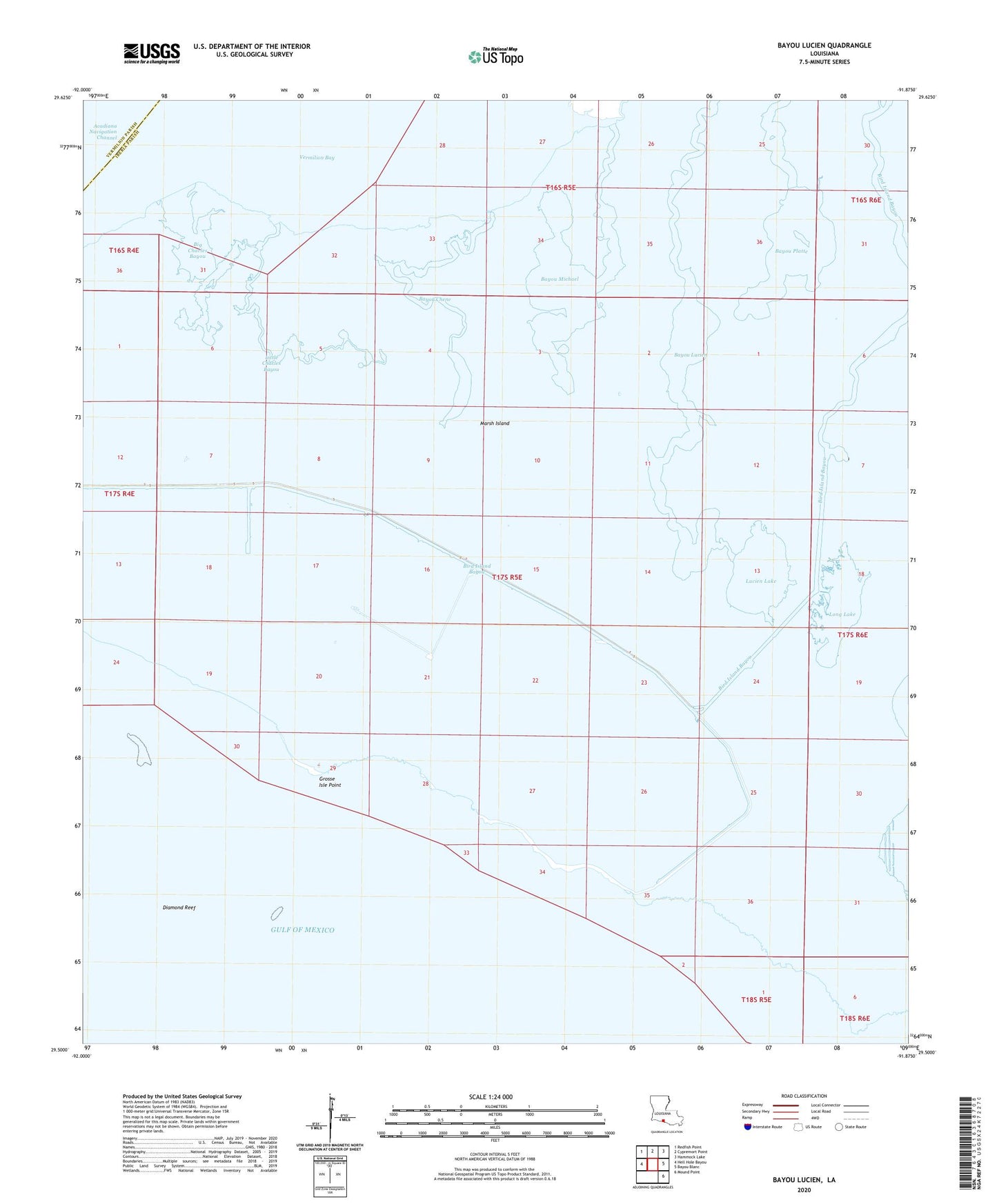 Bayou Lucien Louisiana US Topo Map Image