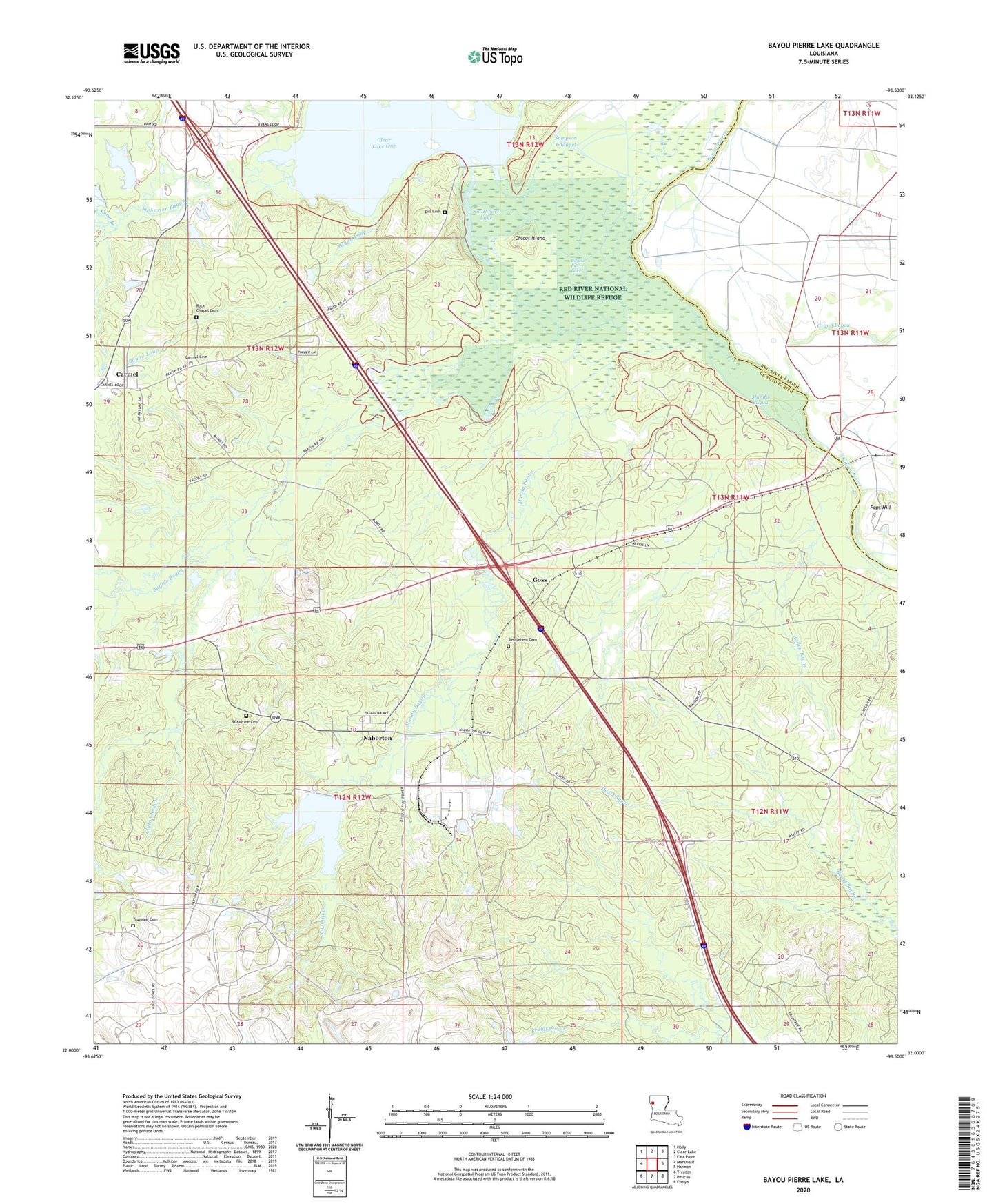 Bayou Pierre Lake Louisiana US Topo Map Image