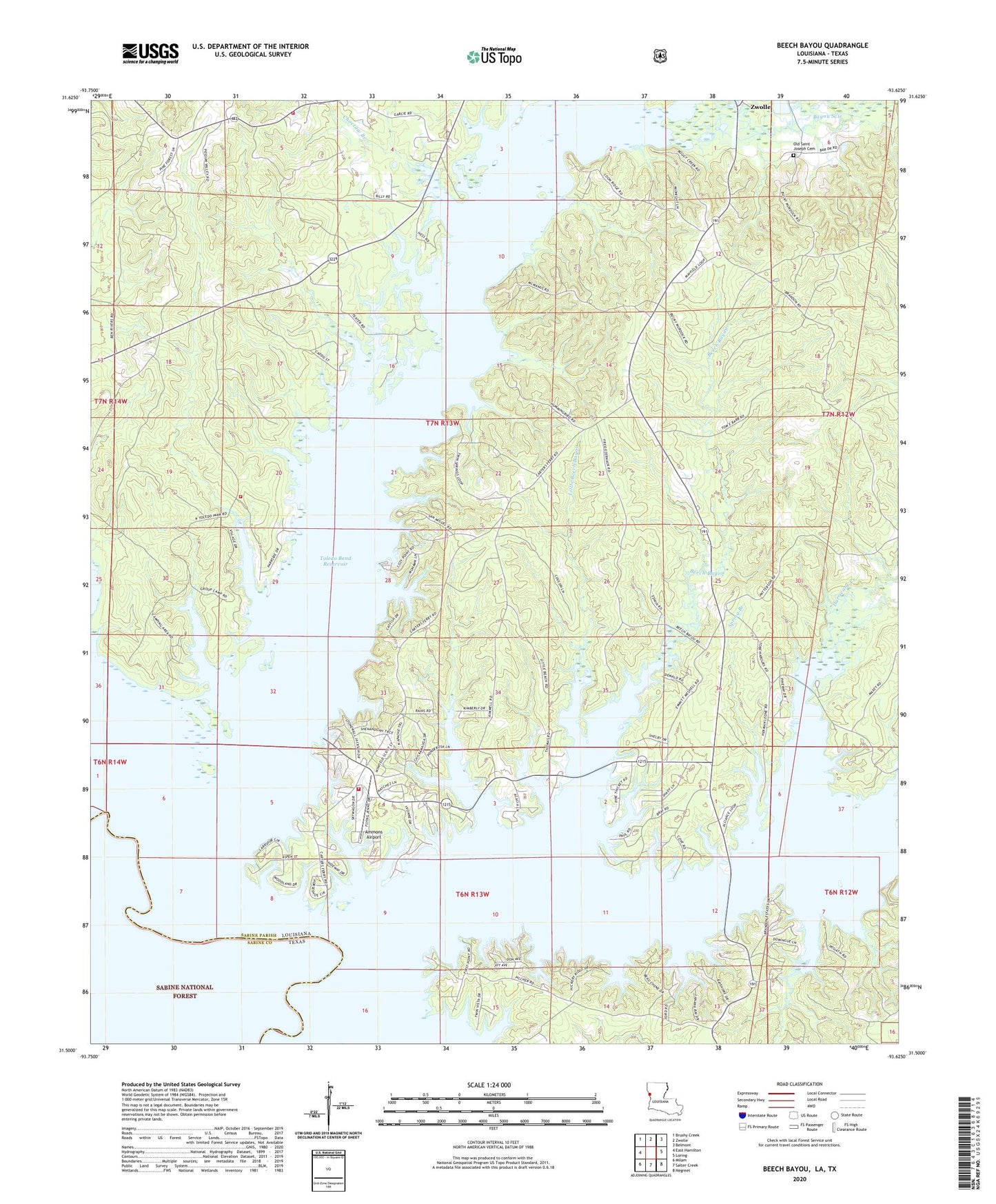 Beech Bayou Louisiana US Topo Map Image