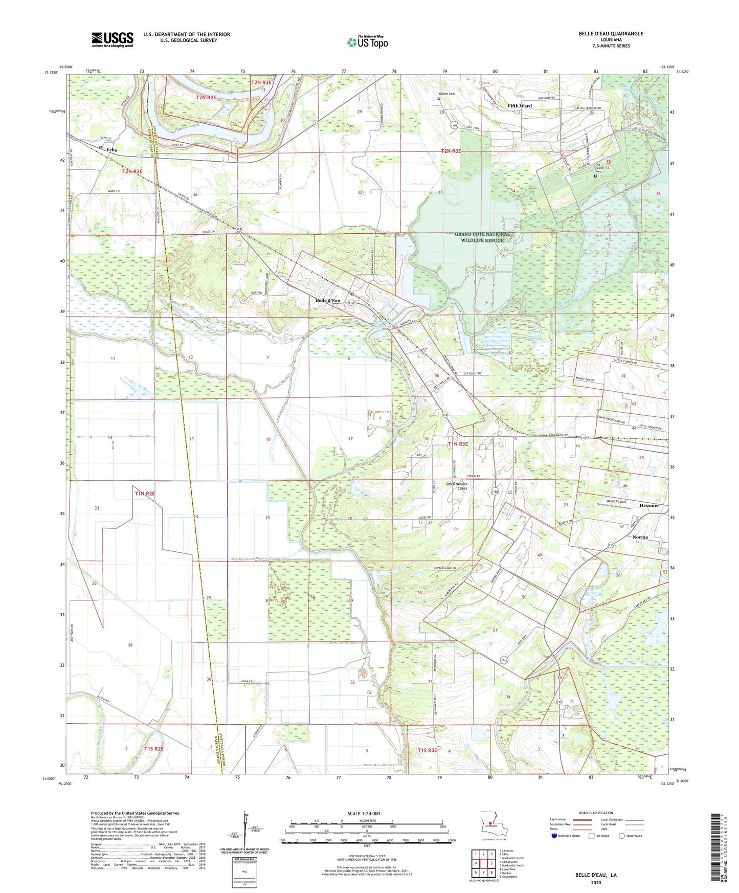 Belle d'Eau Louisiana US Topo Map Image