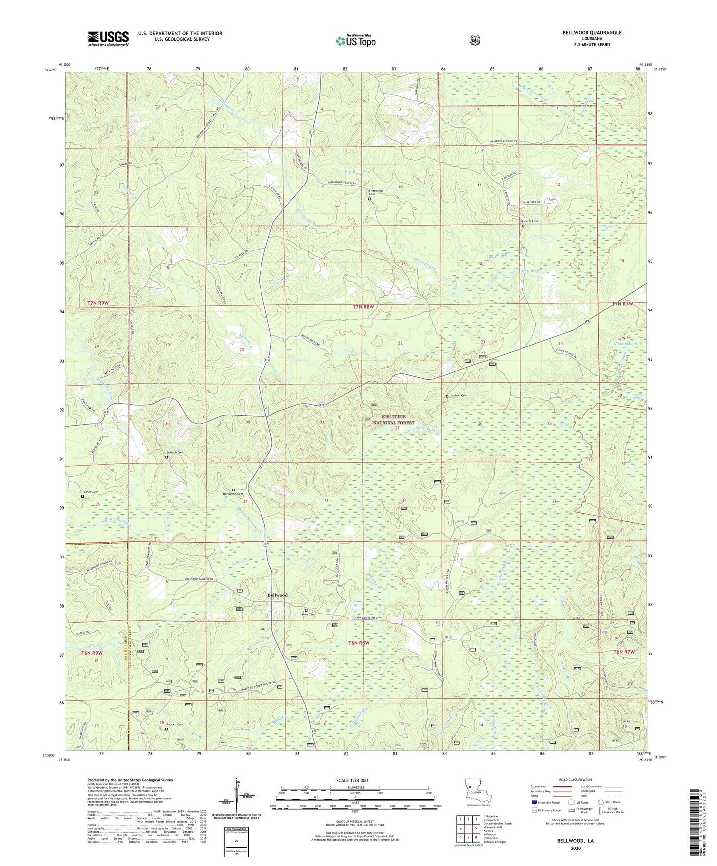 Bellwood Louisiana US Topo Map Image