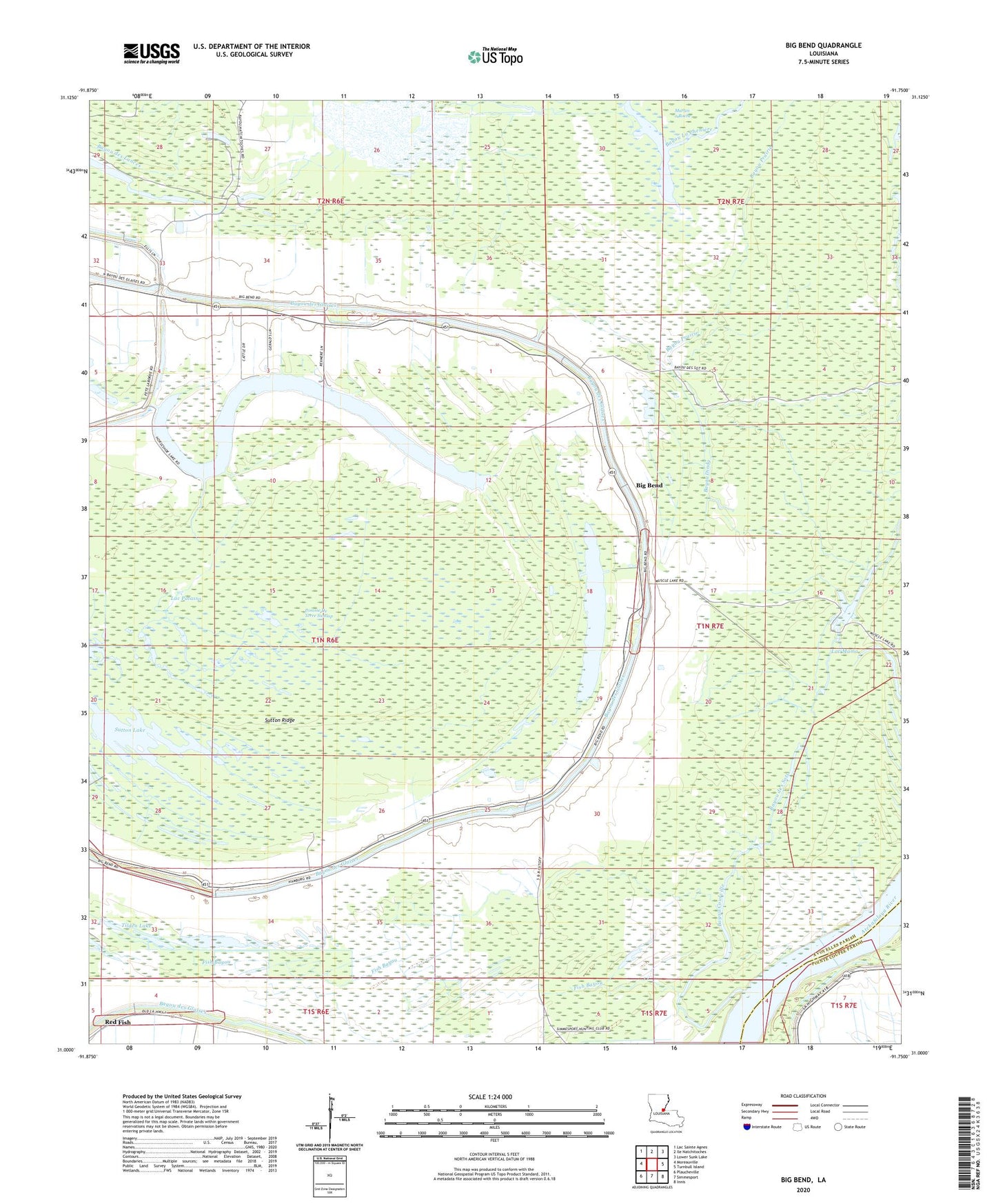 Big Bend Louisiana US Topo Map Image