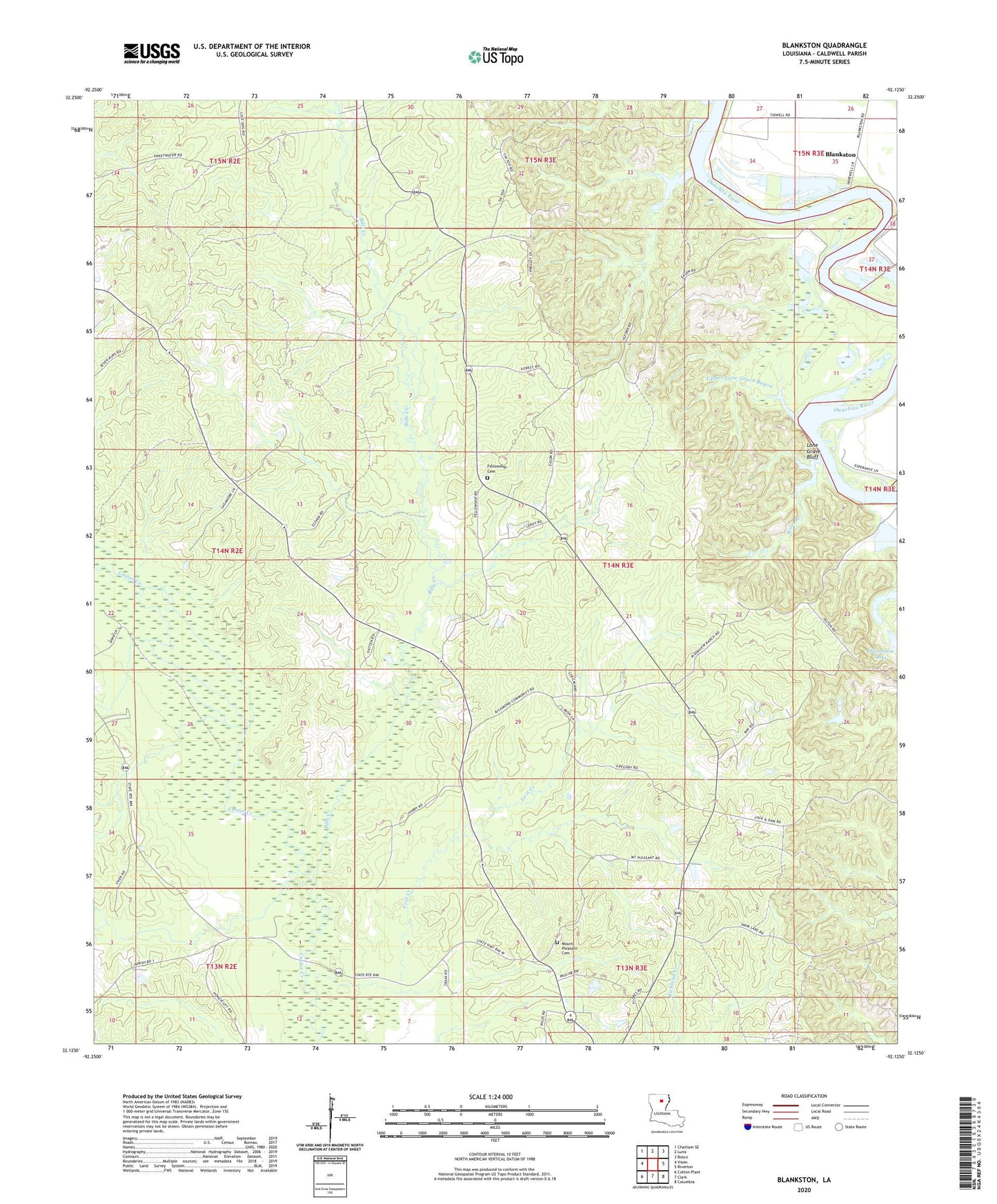 Blankston Louisiana US Topo Map Image