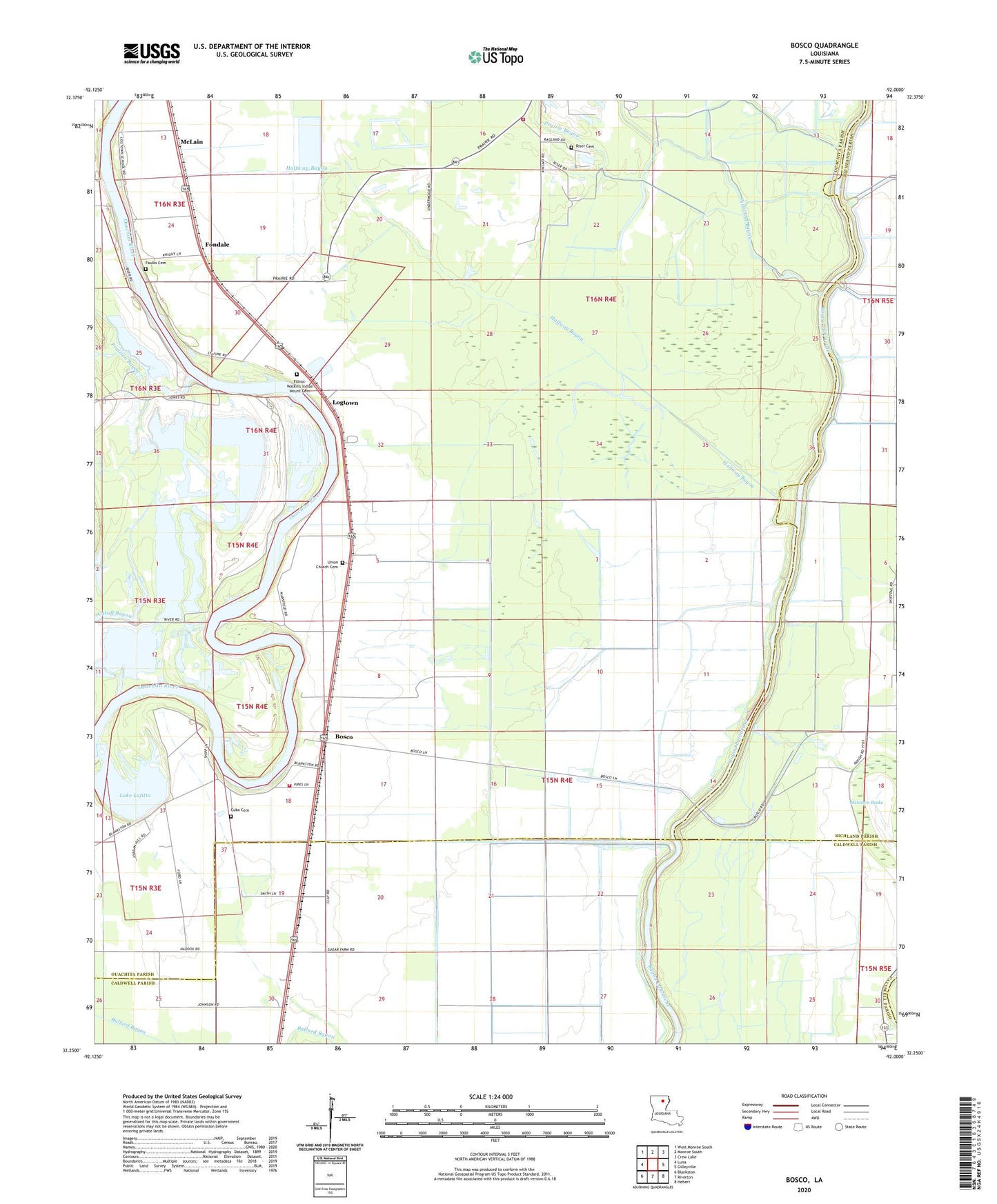 Bosco Louisiana US Topo Map Image