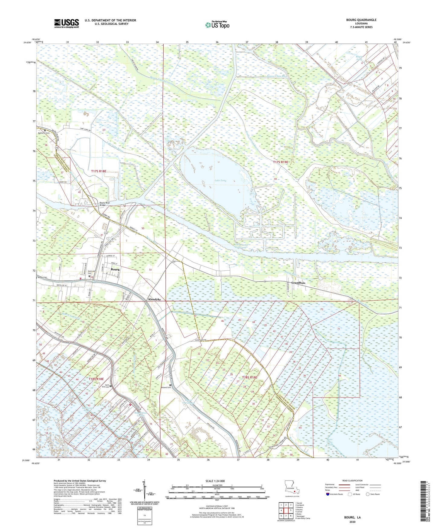 Bourg Louisiana US Topo Map Image