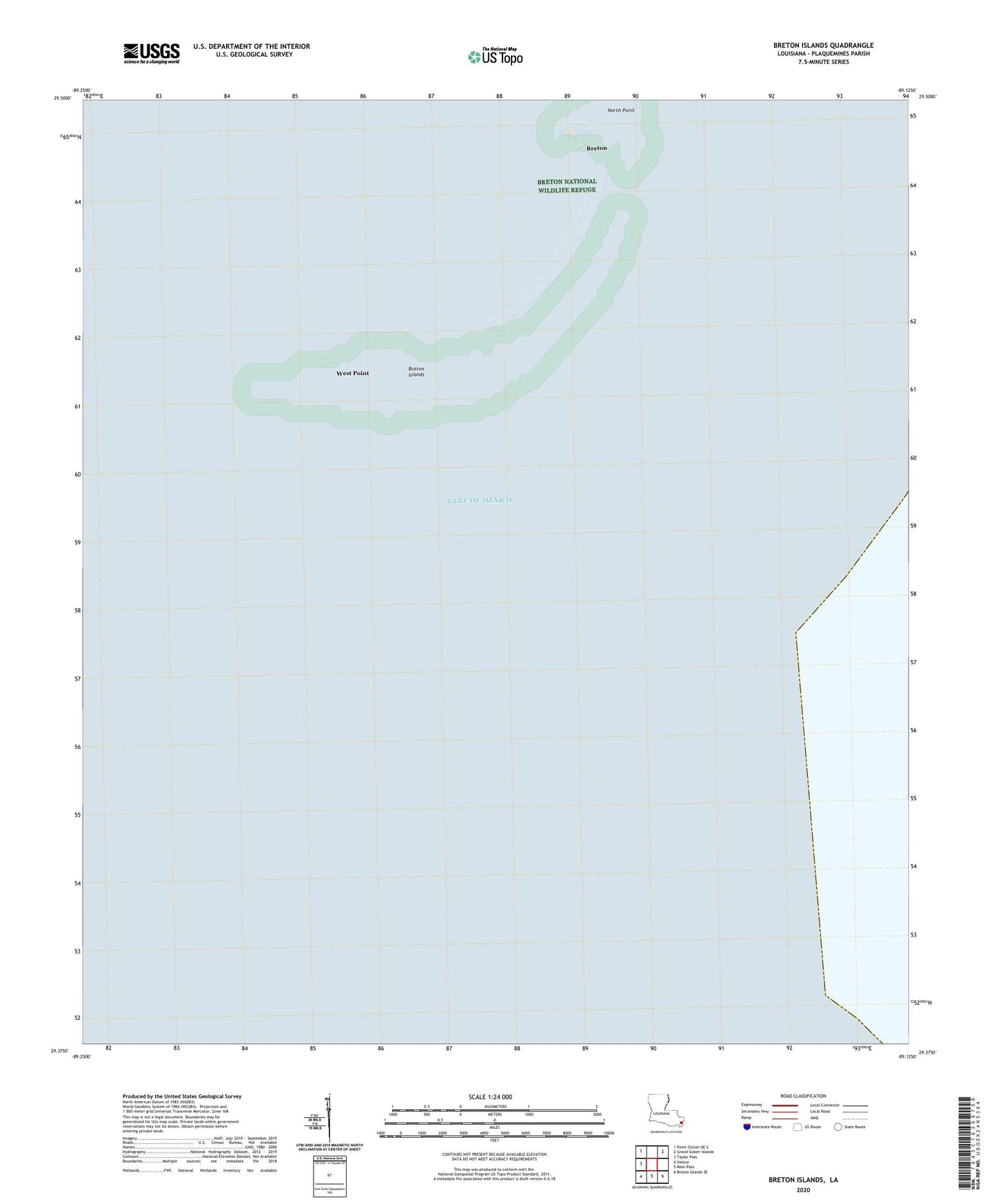 Breton Islands Louisiana US Topo Map Image