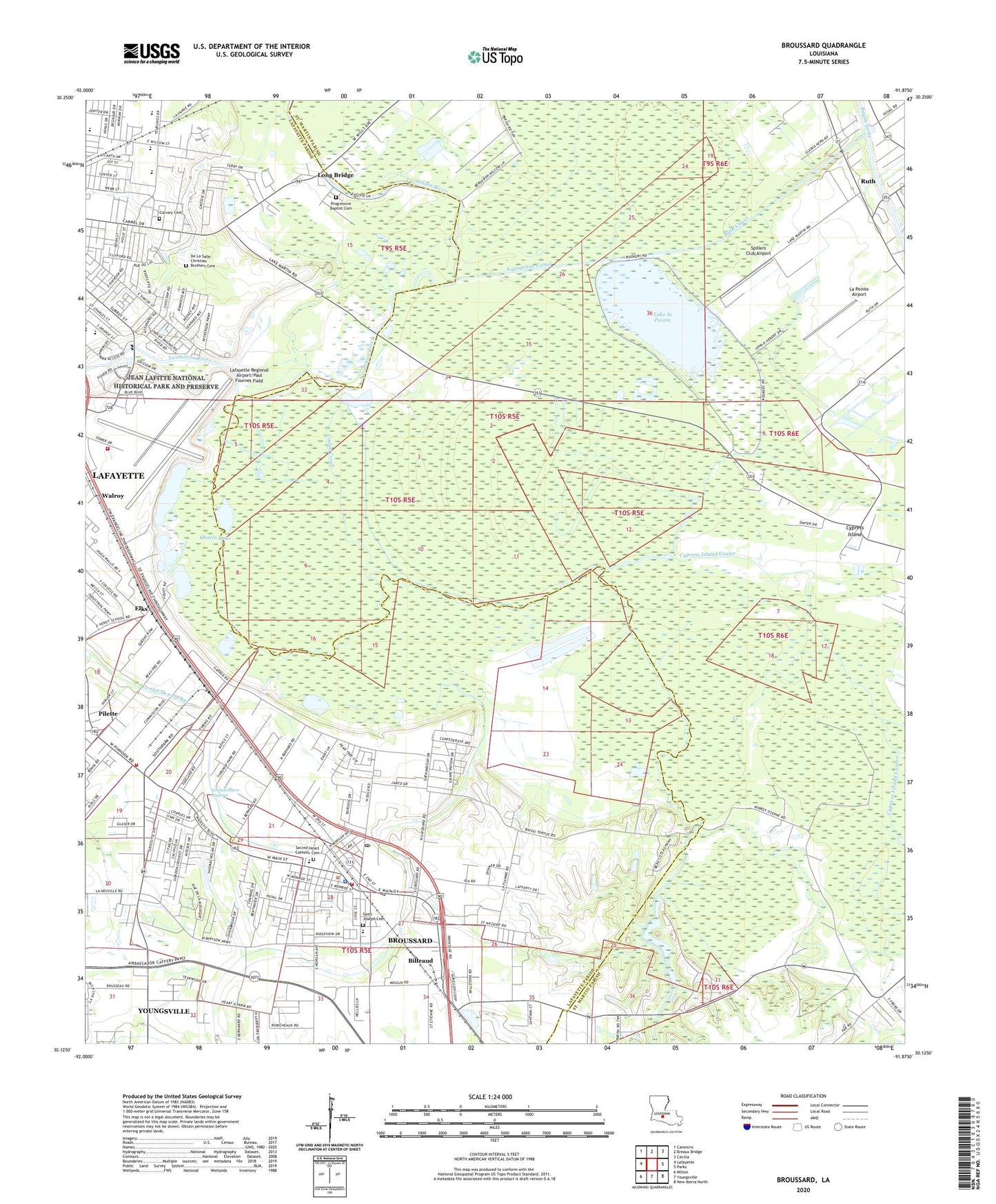 Broussard Louisiana US Topo Map Image