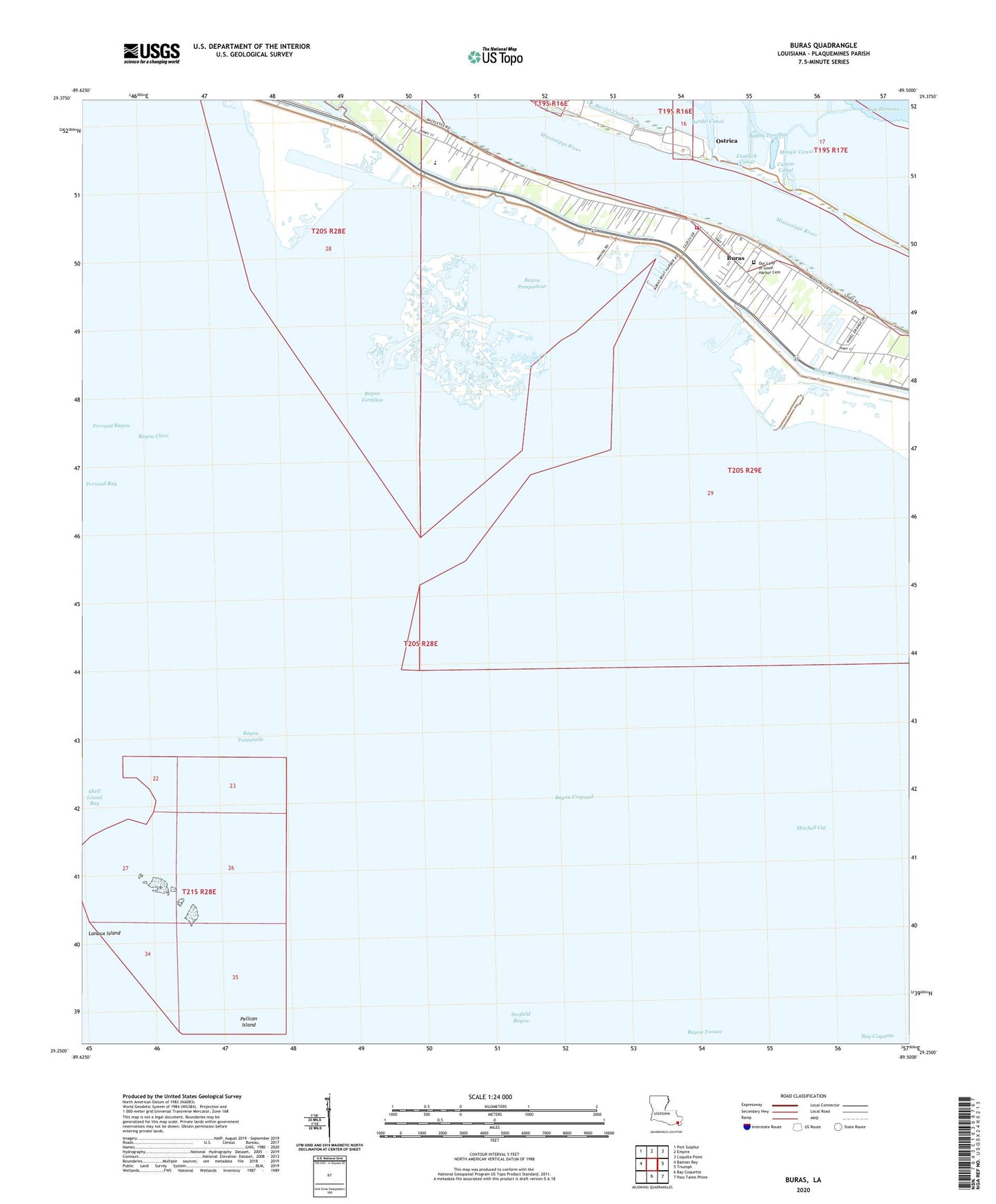 Buras Louisiana US Topo Map Image