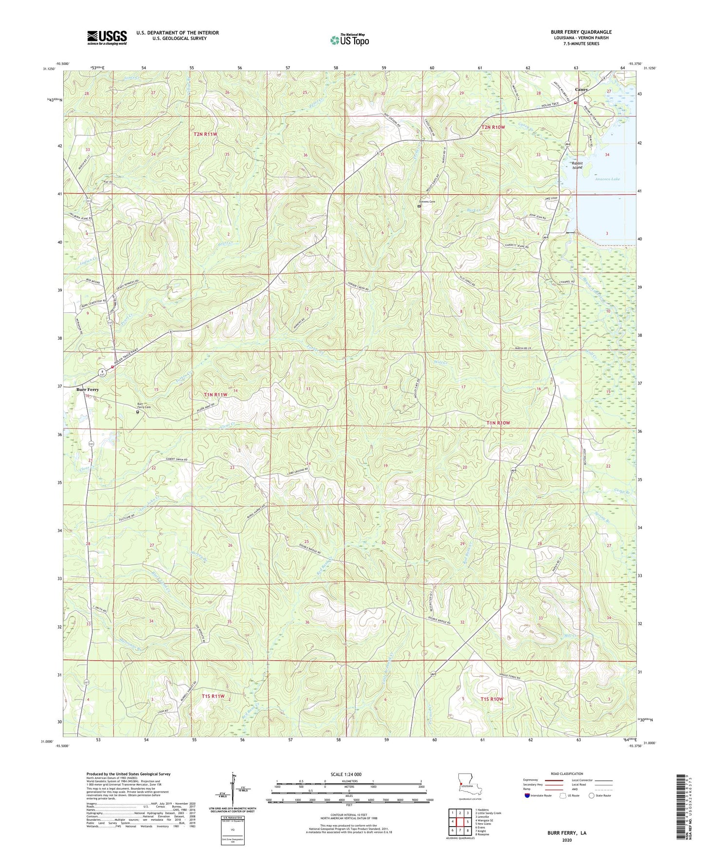 Burr Ferry Louisiana US Topo Map Image