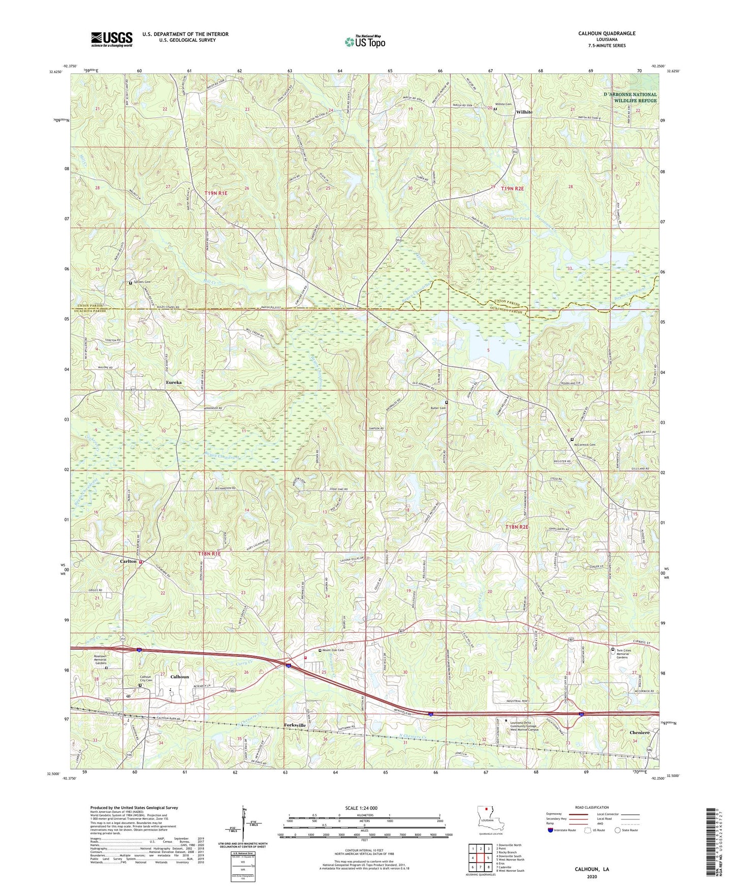 Calhoun Louisiana US Topo Map Image