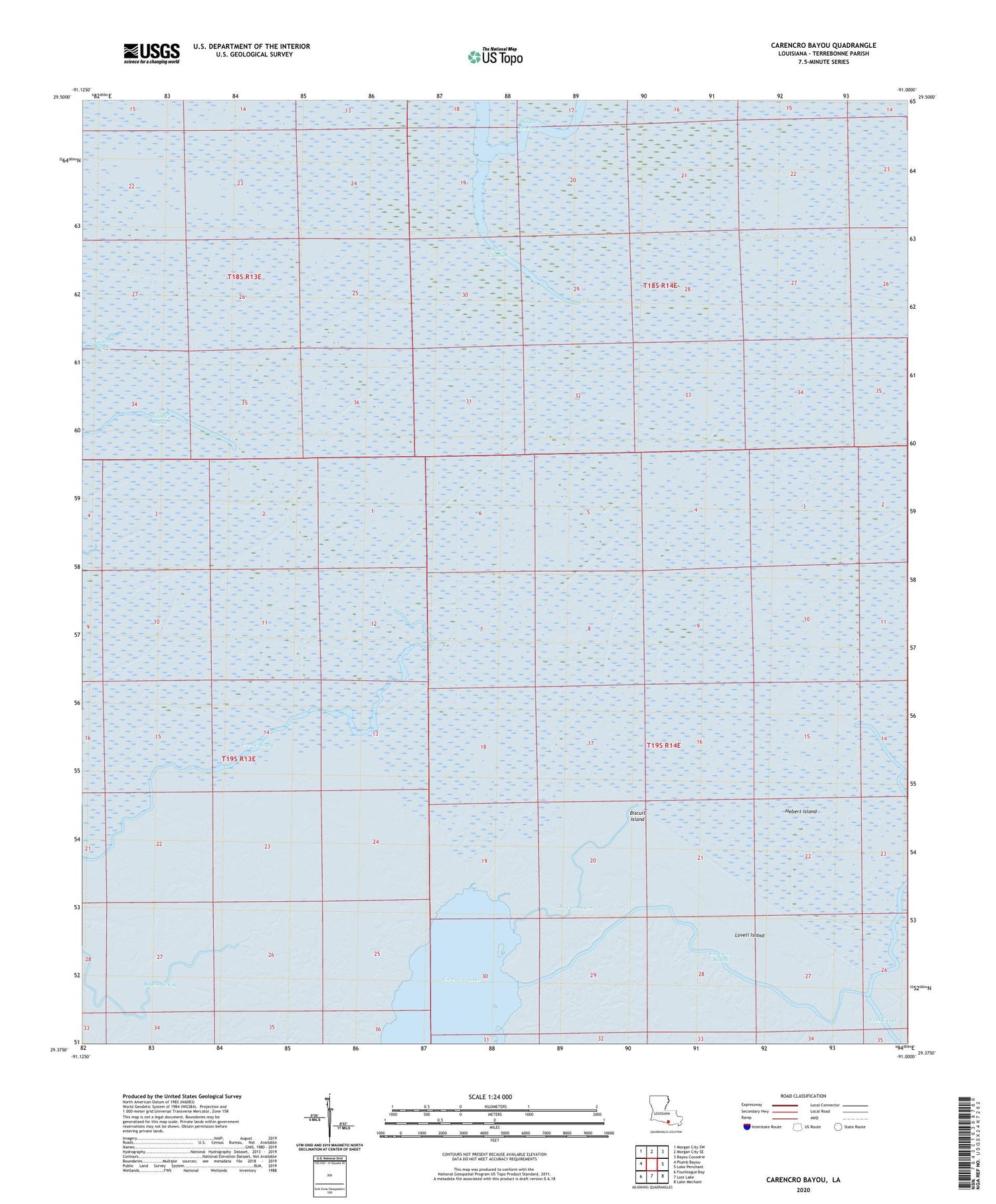 Carencro Bayou Louisiana US Topo Map Image