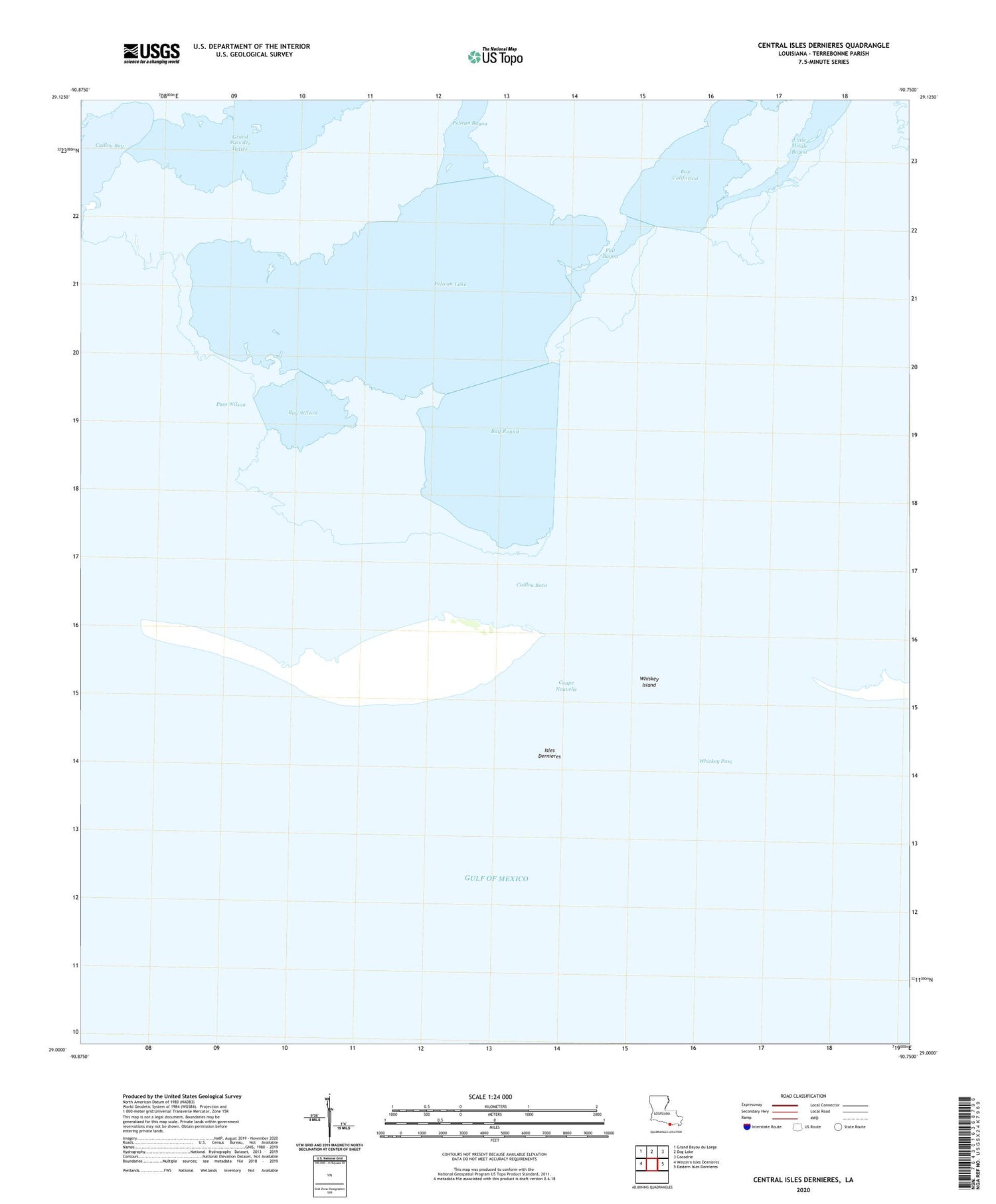 Central Isles Dernieres Louisiana US Topo Map Image