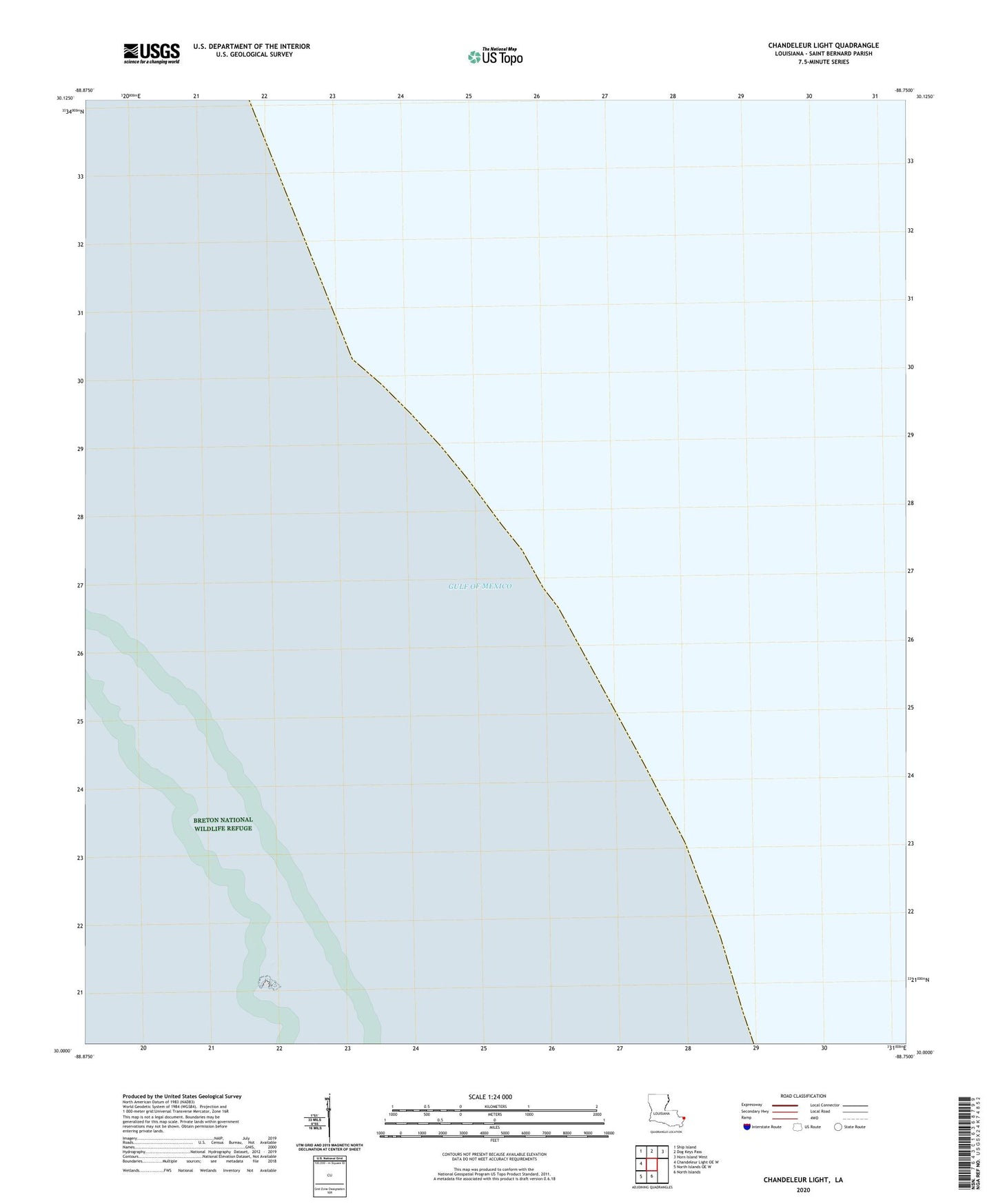 Chandeleur Light Louisiana US Topo Map Image