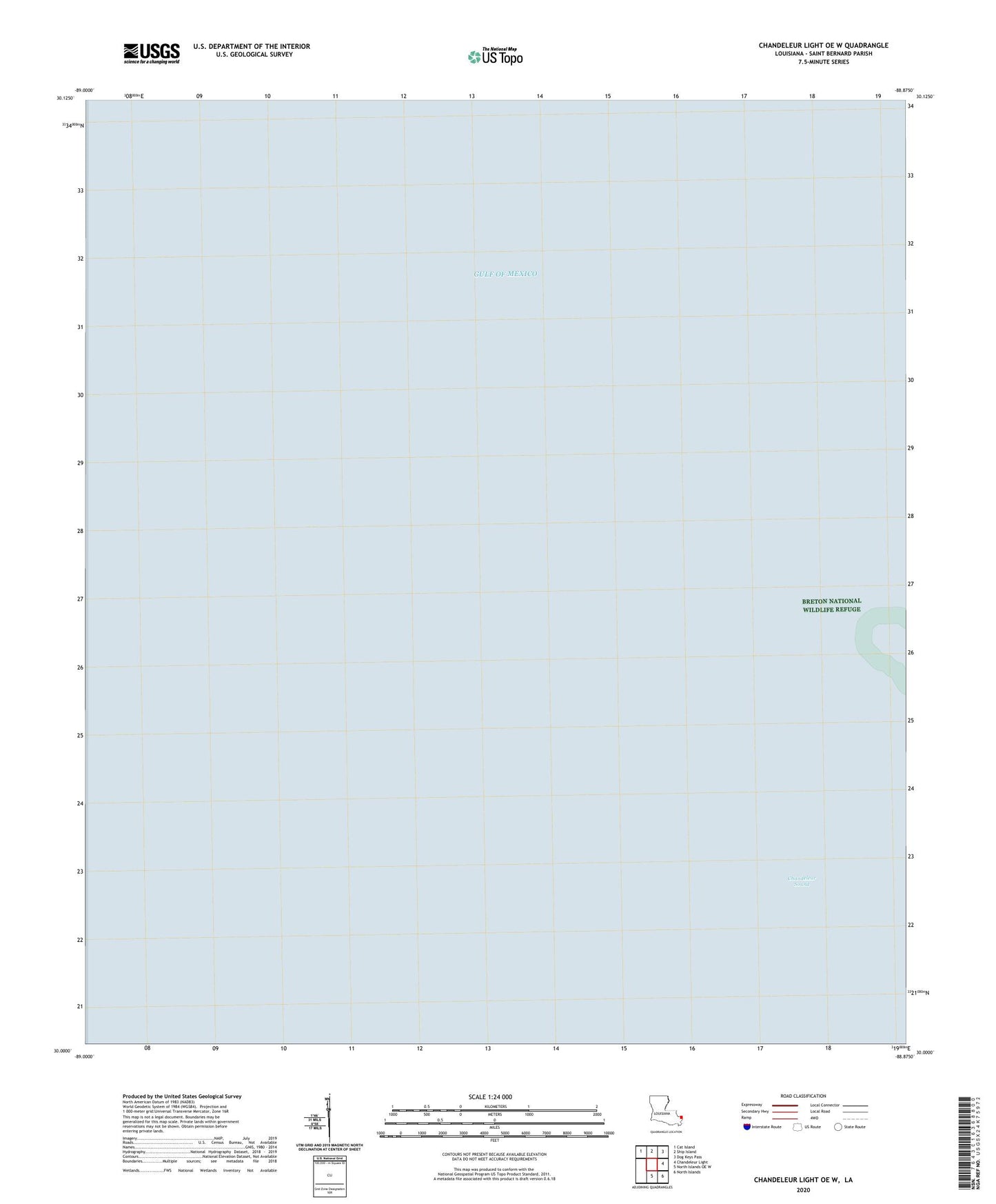 Chandeleur Light OE W Louisiana US Topo Map Image