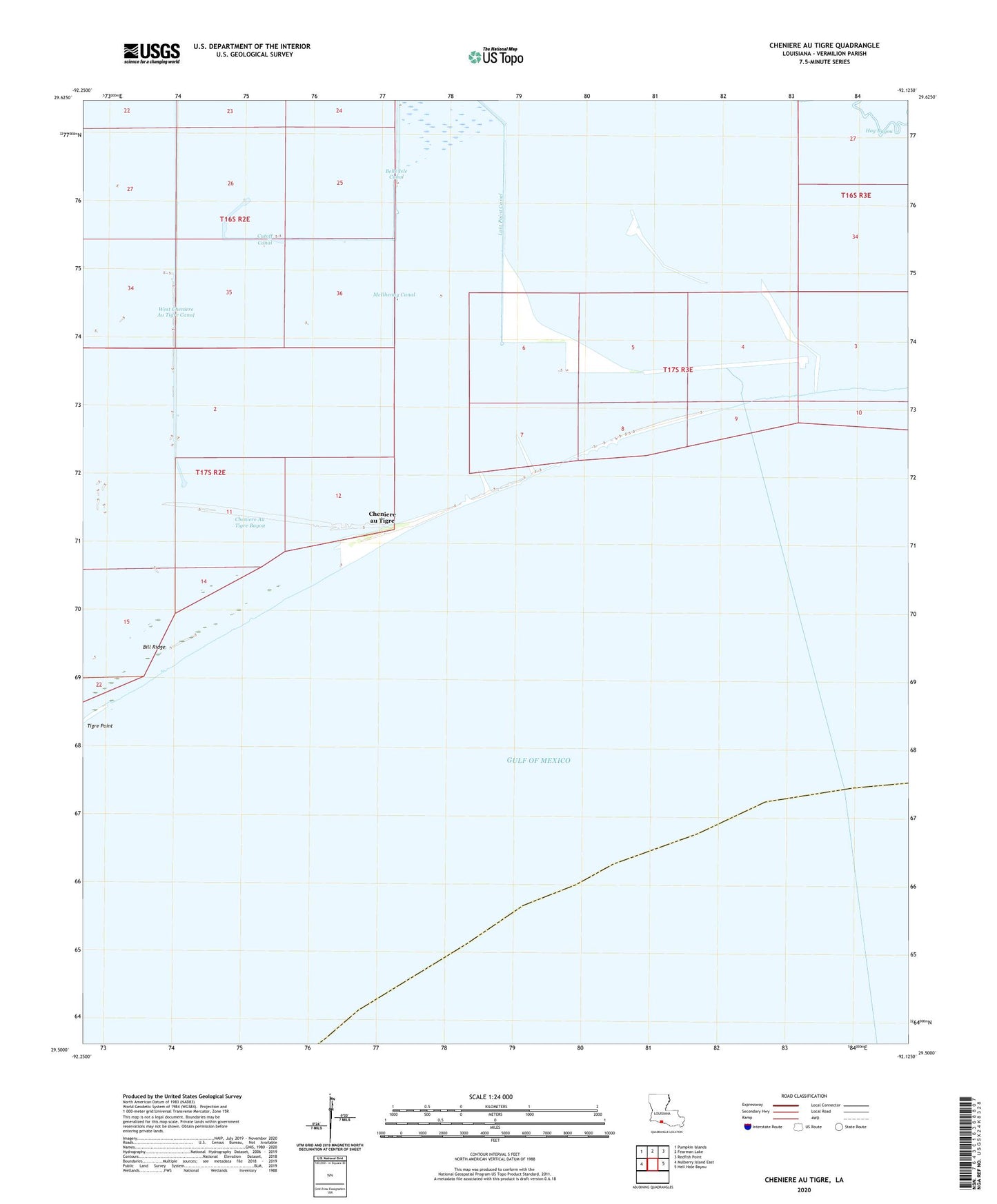 Cheniere au Tigre Louisiana US Topo Map Image