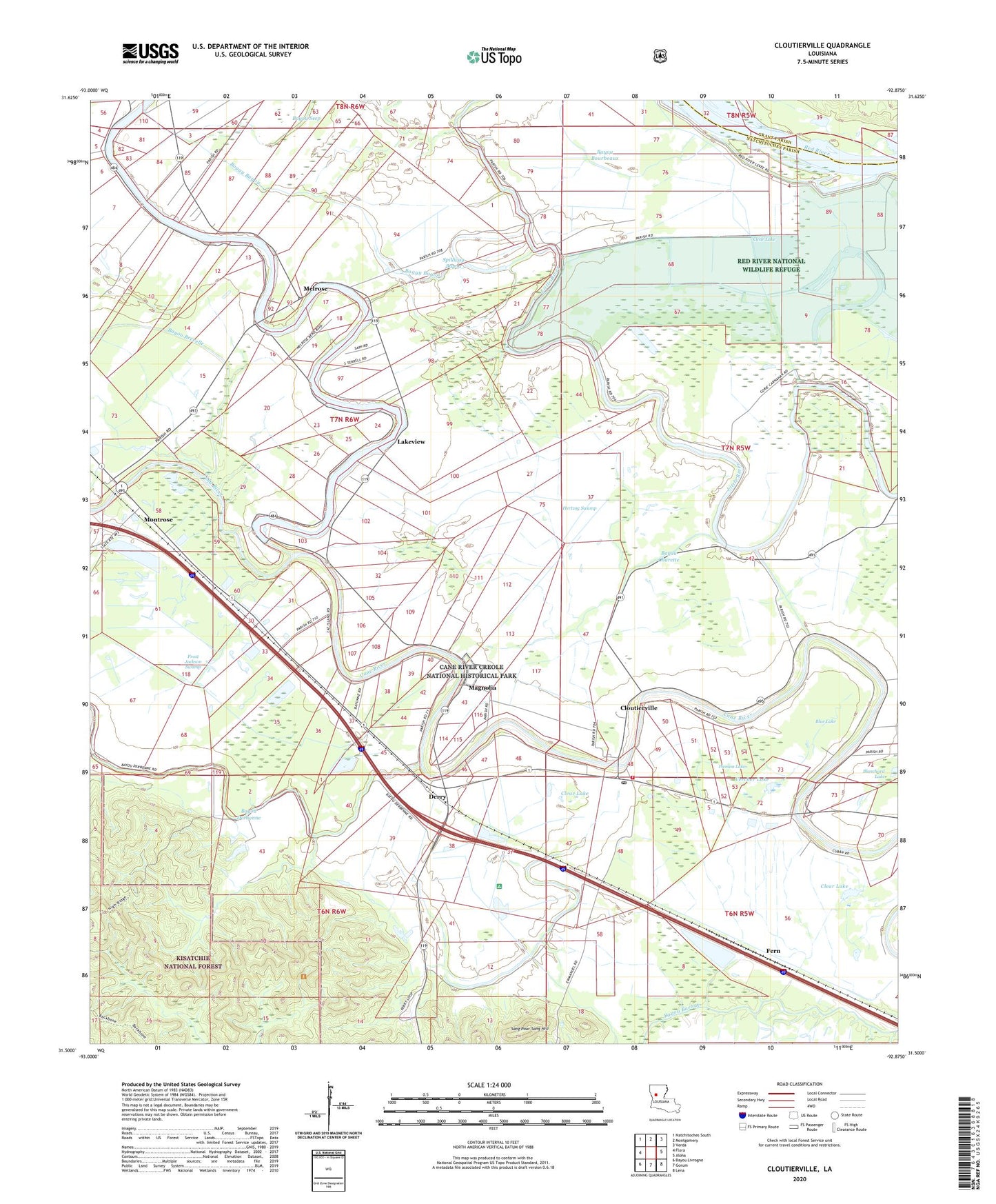 Cloutierville Louisiana US Topo Map Image