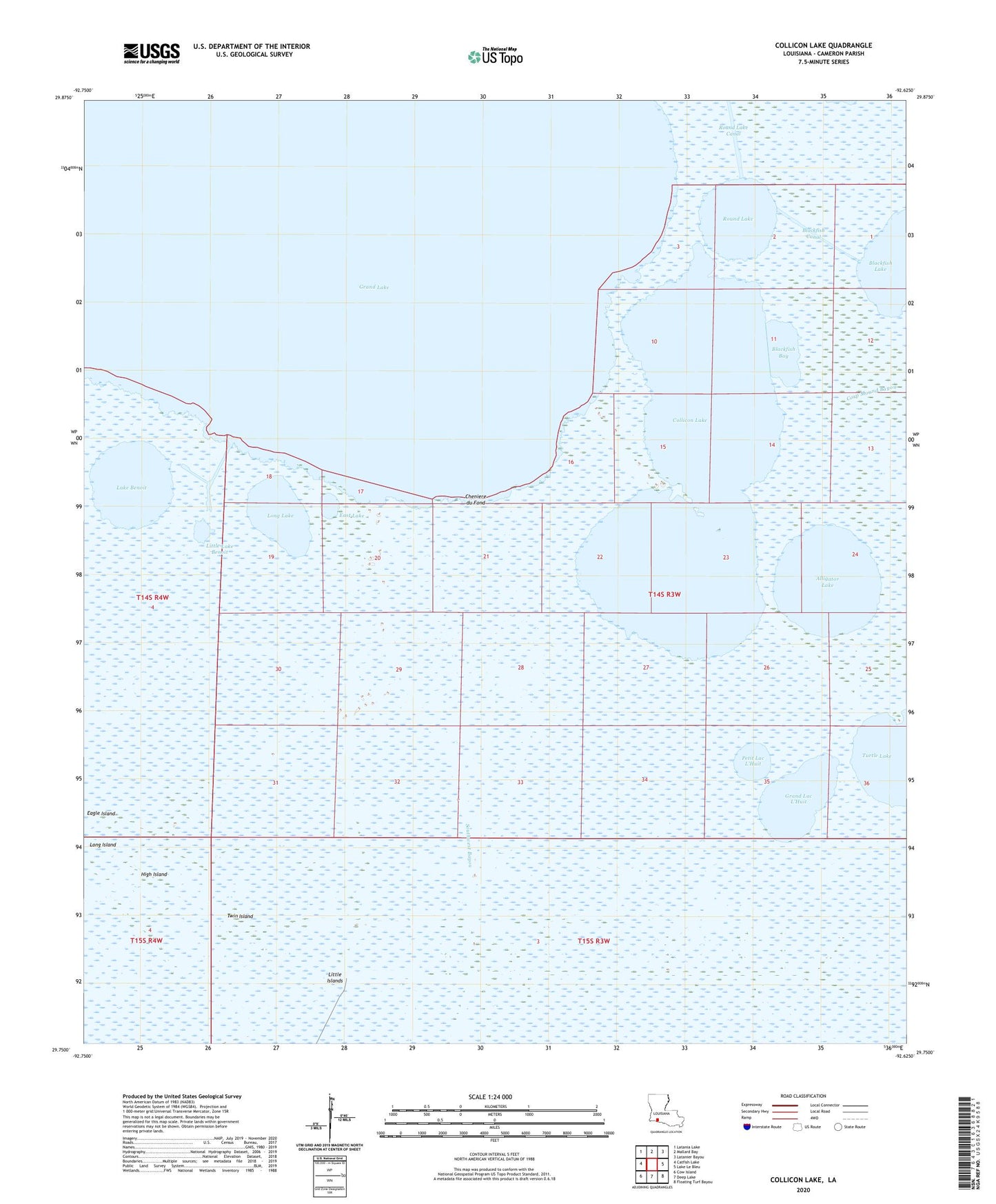 Collicon Lake Louisiana US Topo Map Image