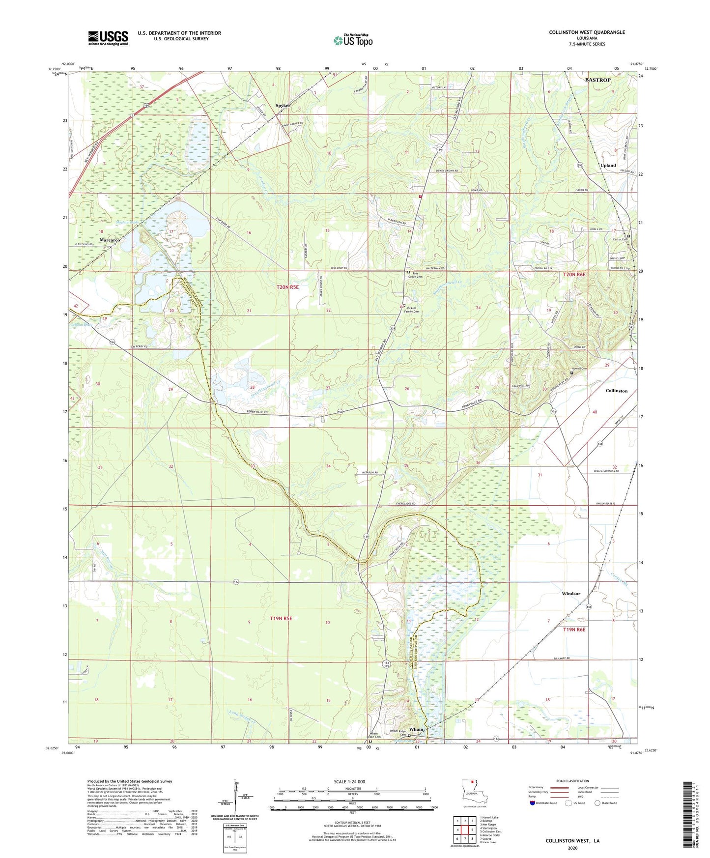 Collinston West Louisiana US Topo Map Image