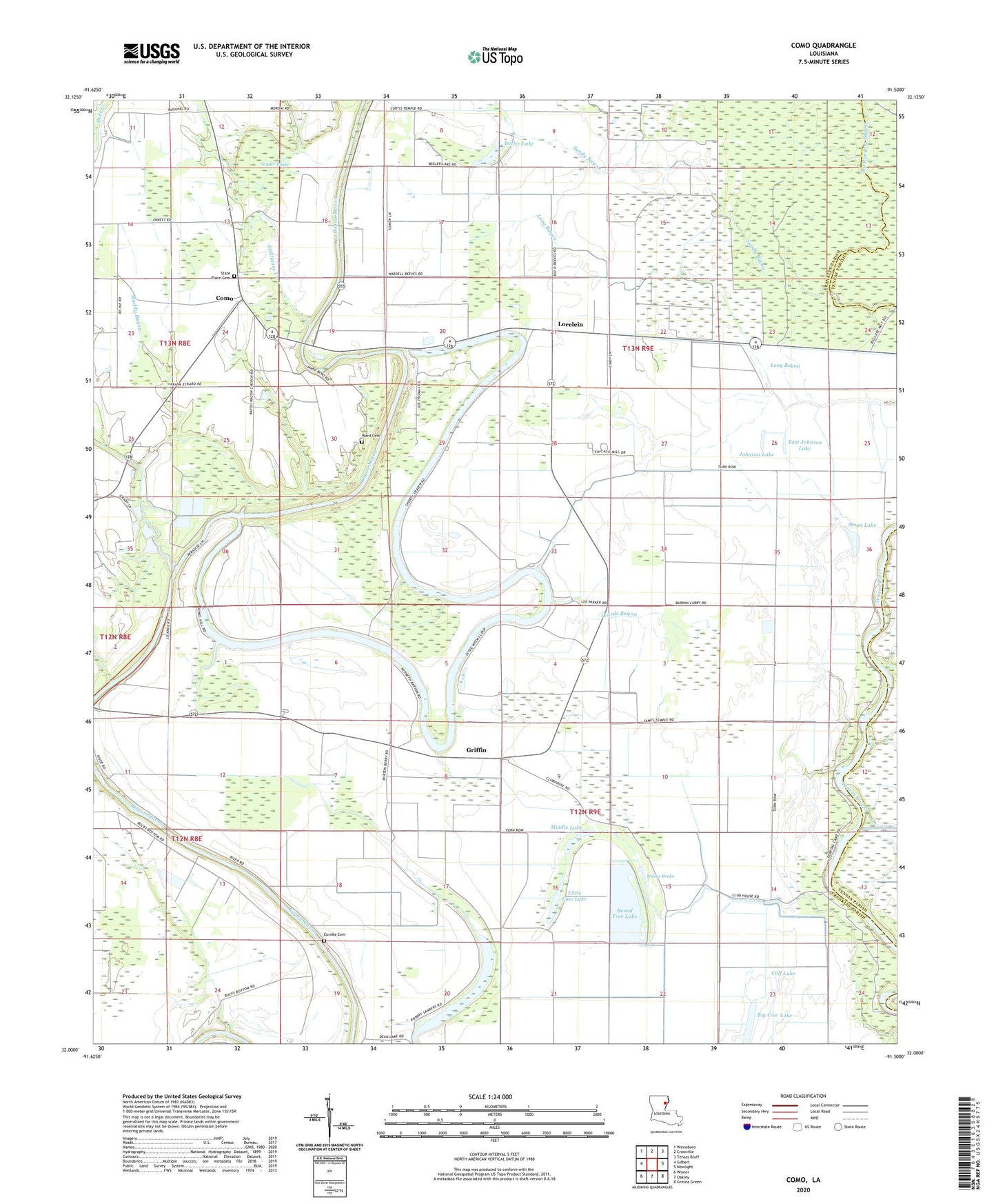 Como Louisiana US Topo Map Image