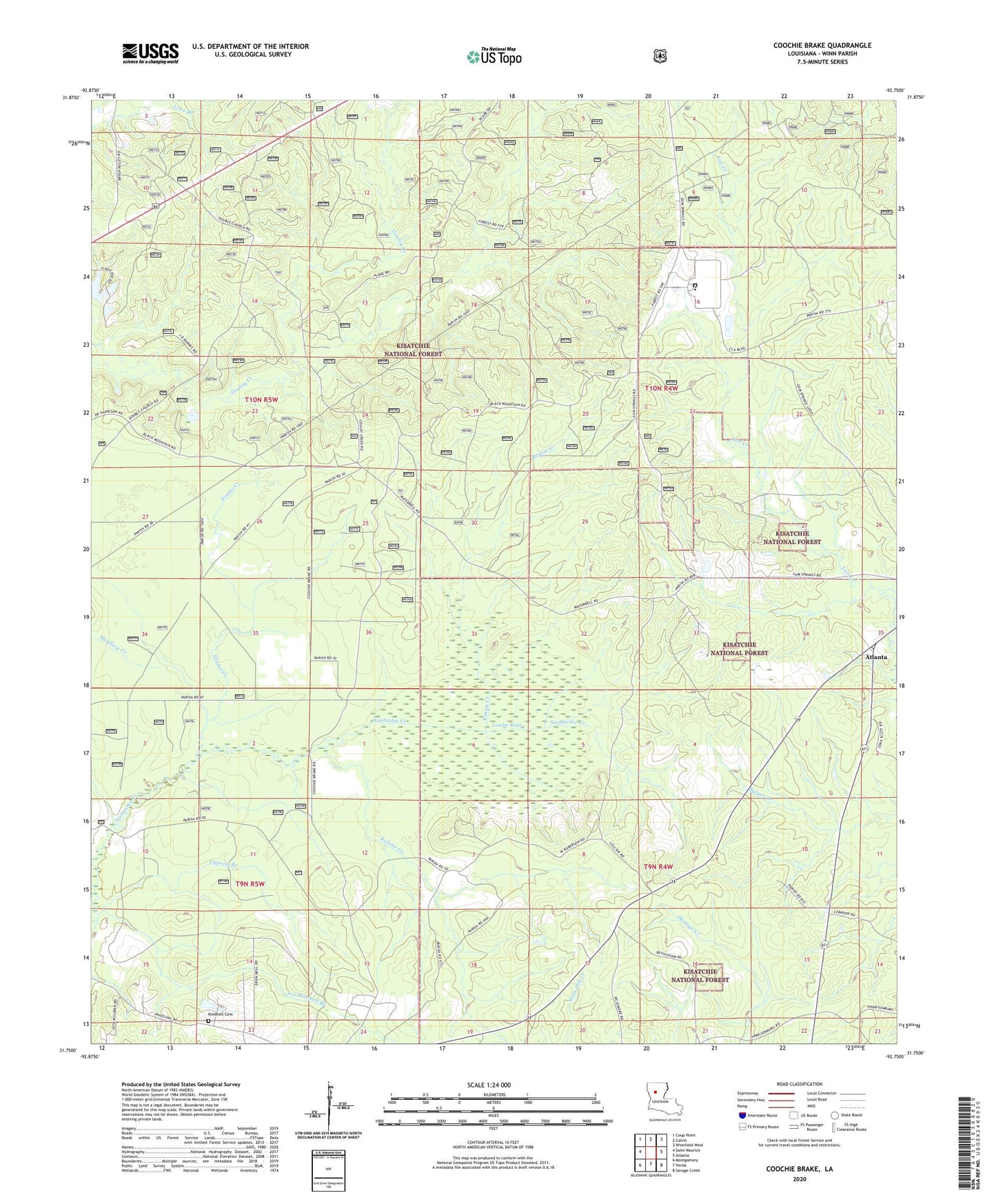 Coochie Brake Louisiana US Topo Map Image