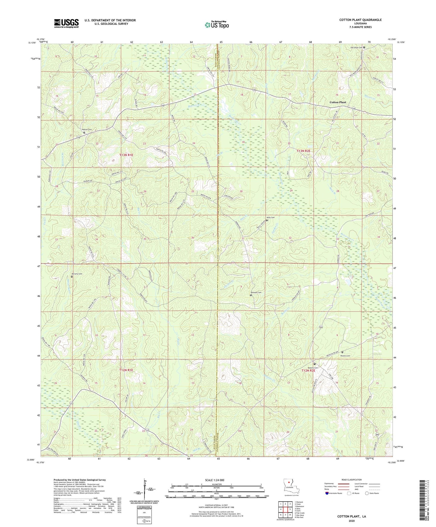 Cotton Plant Louisiana US Topo Map Image