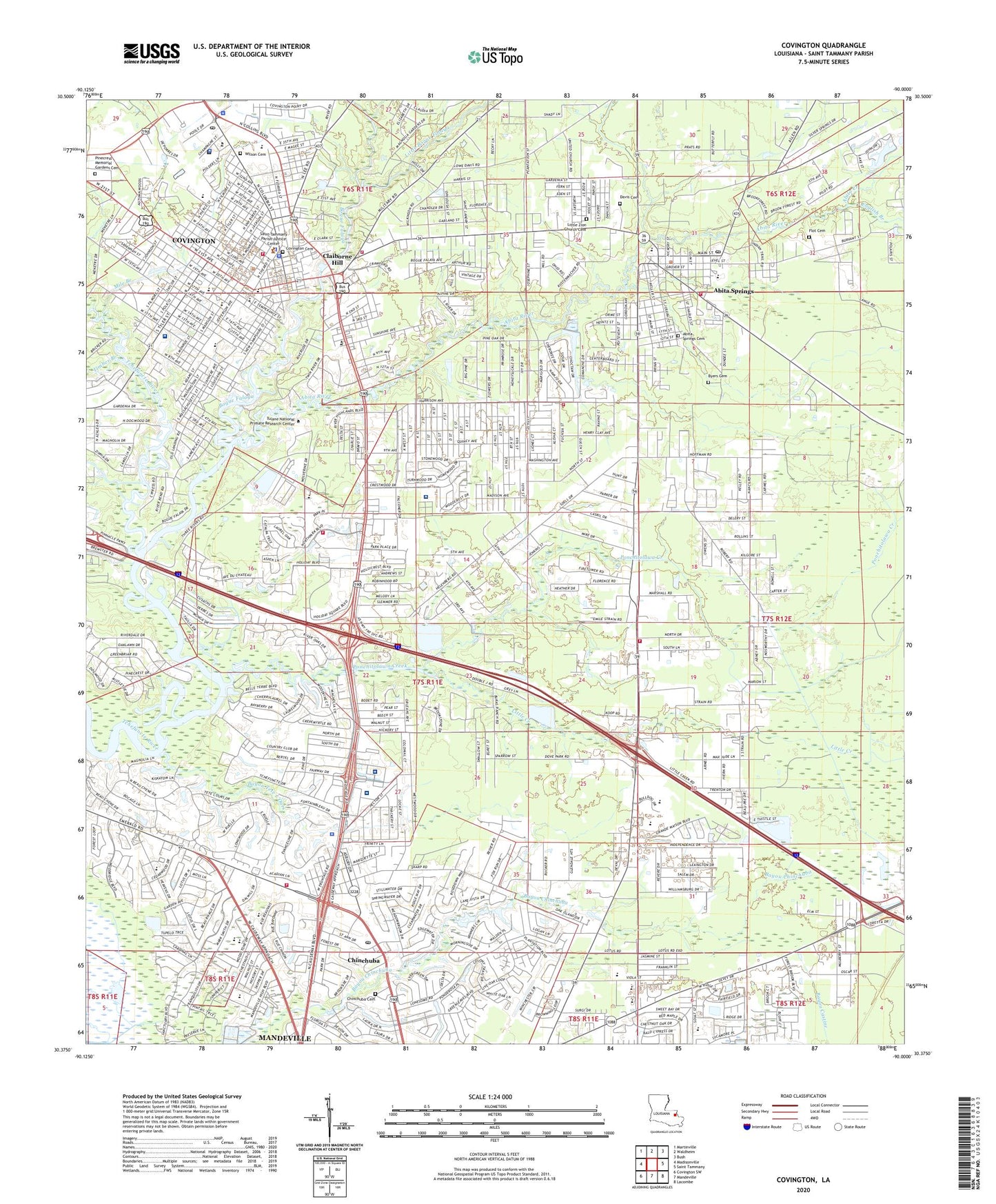 Covington Louisiana US Topo Map Image