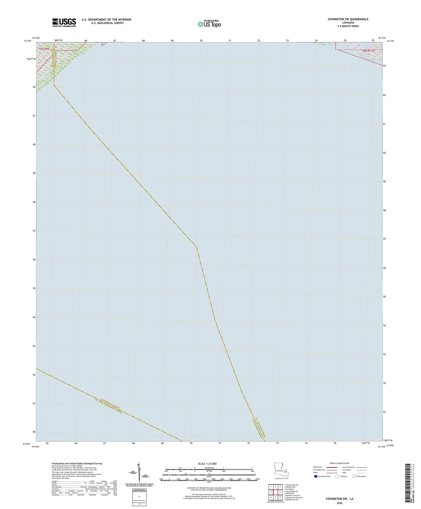 Covington SW Louisiana US Topo Map Image