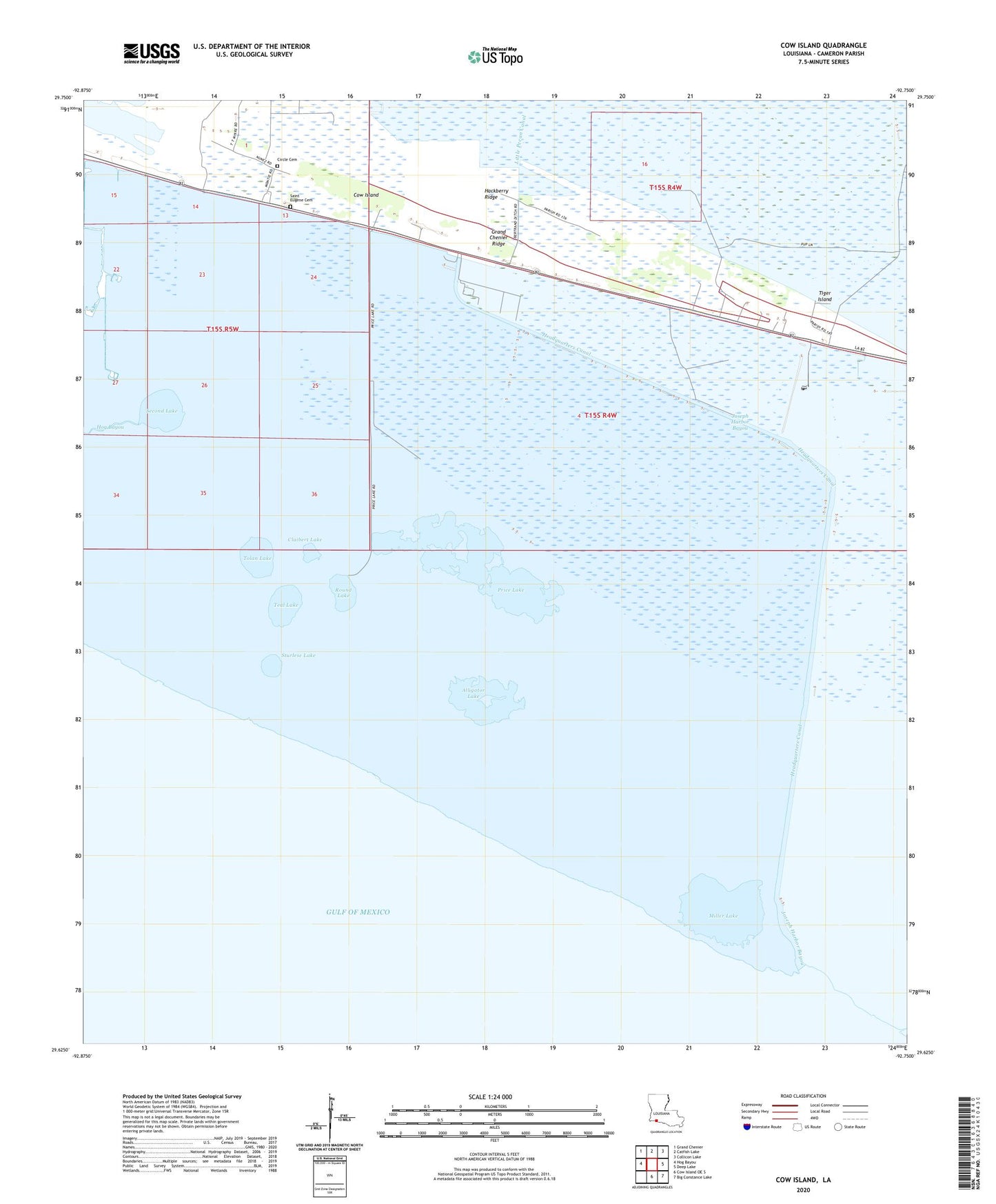 Cow Island Louisiana US Topo Map Image