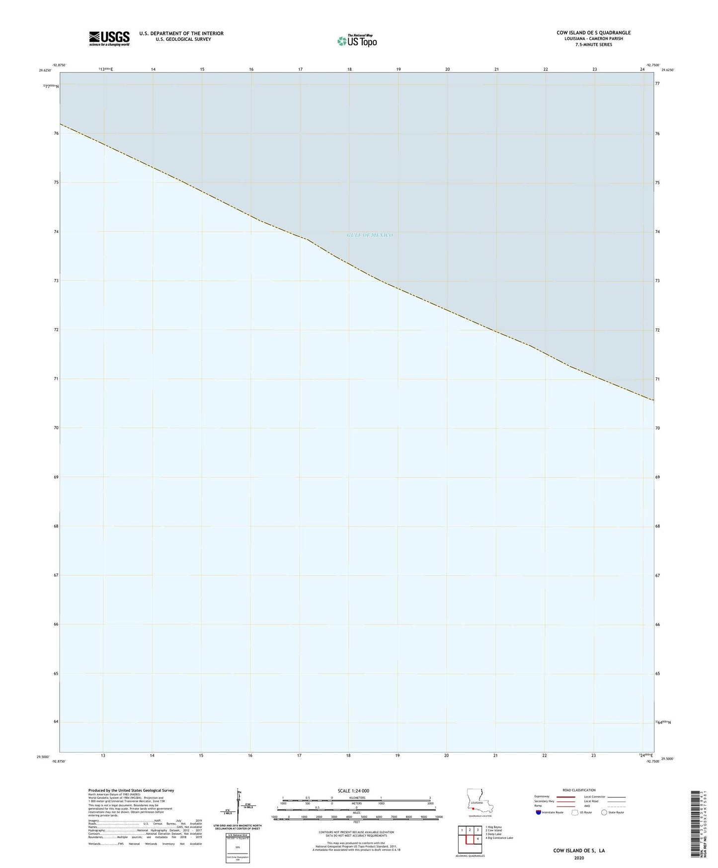 Cow Island OE S Louisiana US Topo Map Image