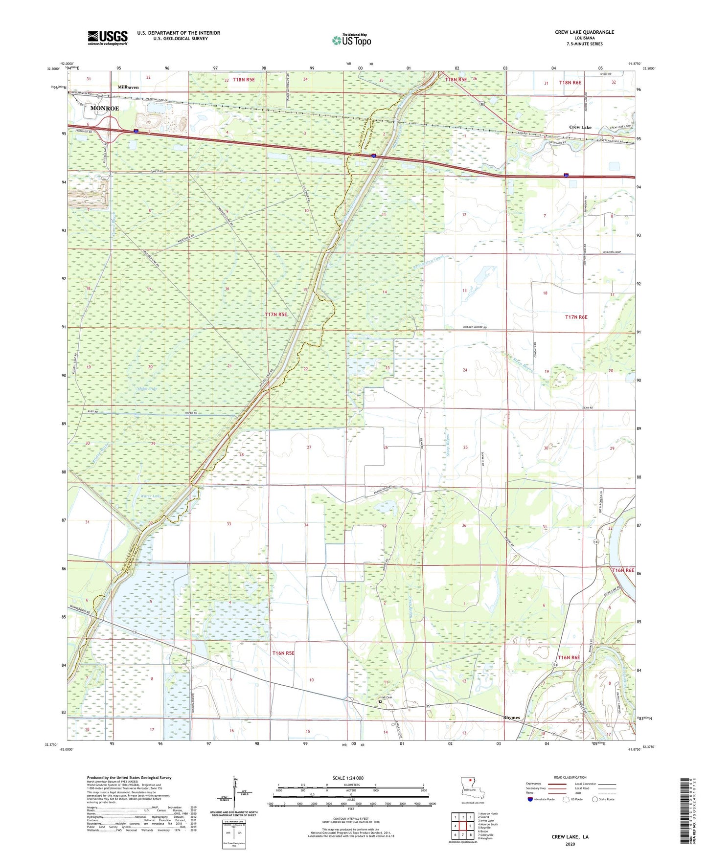 Crew Lake Louisiana US Topo Map Image