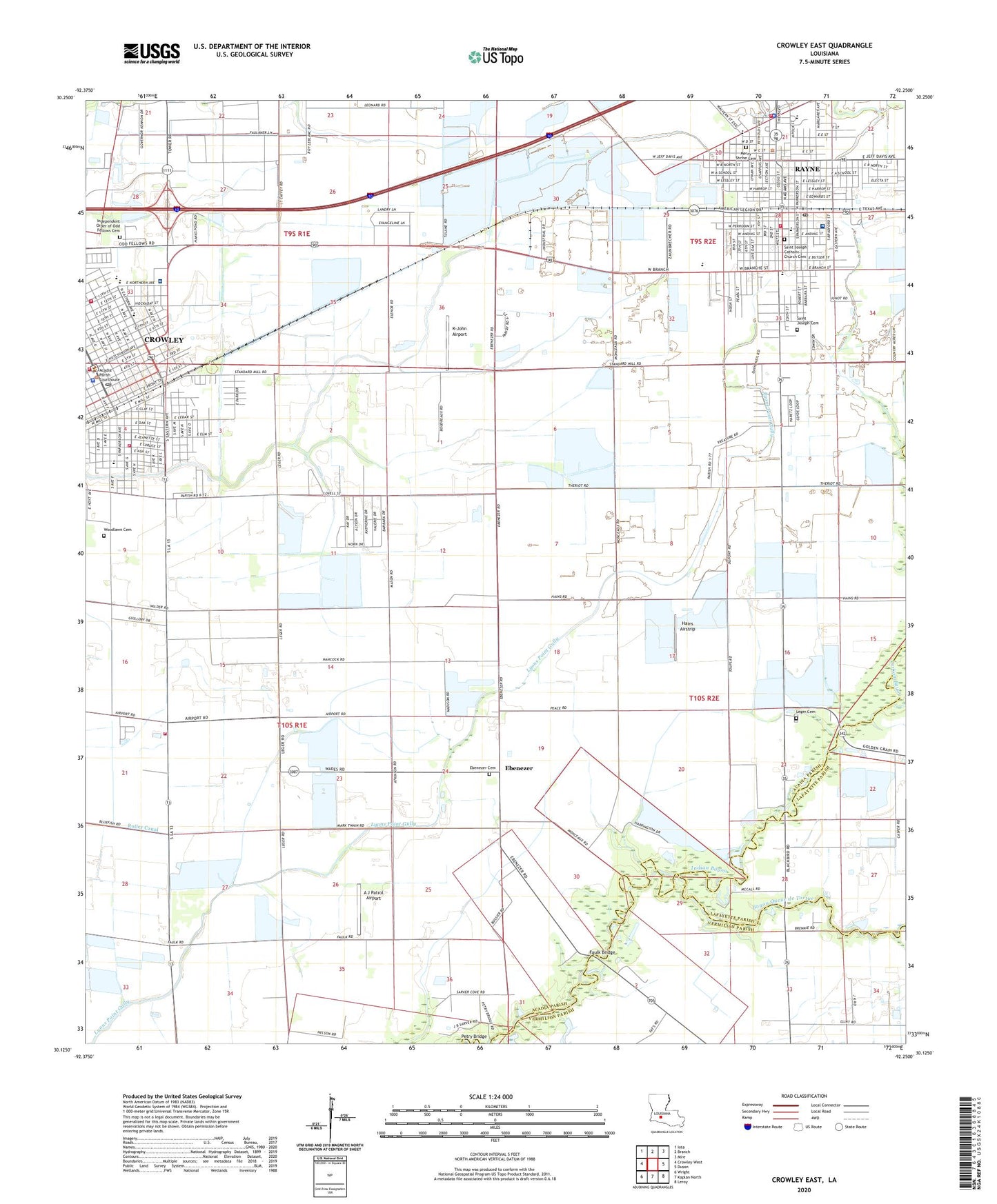Crowley East Louisiana US Topo Map Image
