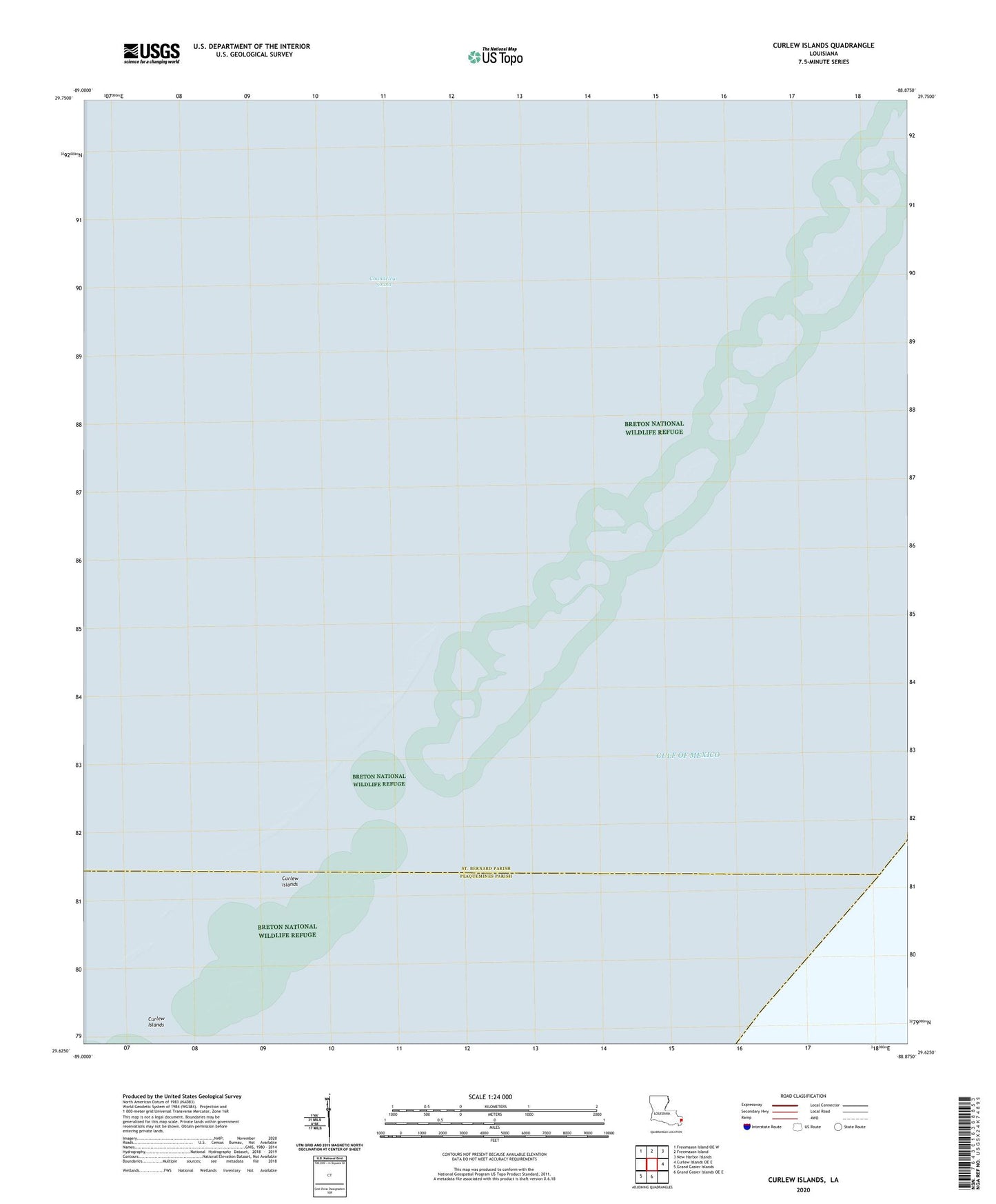 Curlew Islands Louisiana US Topo Map Image
