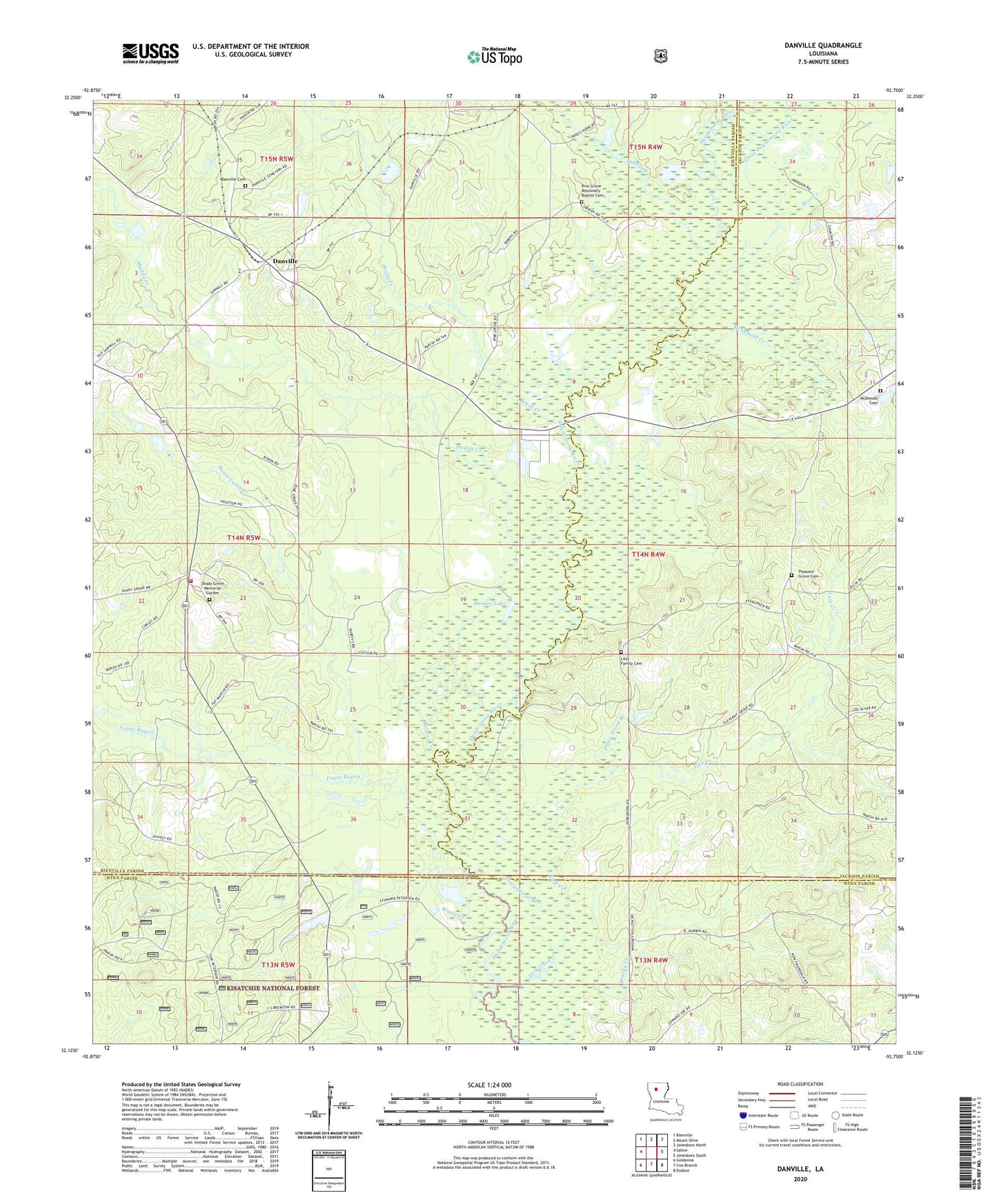 Danville Louisiana US Topo Map Image