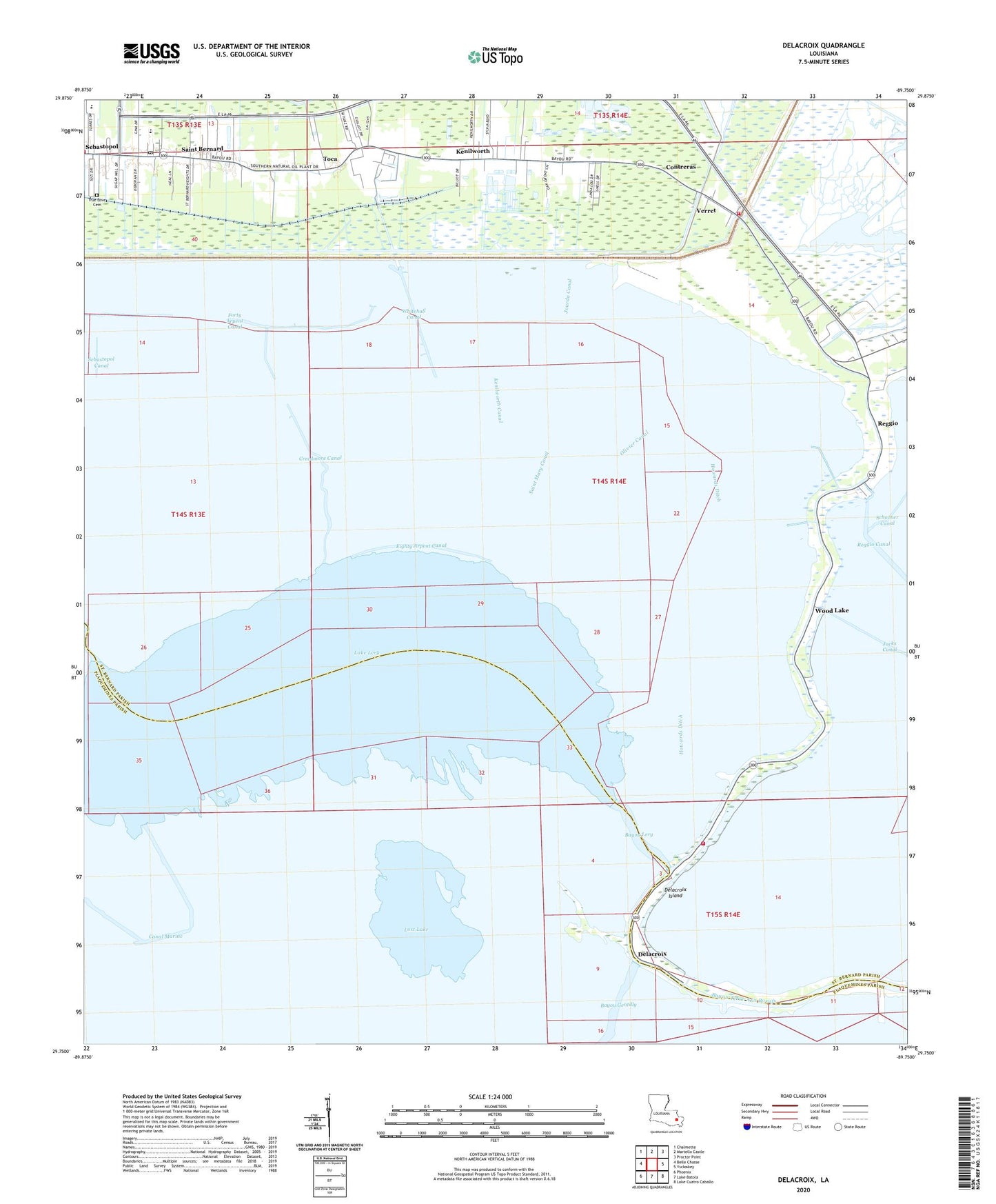 Delacroix Louisiana US Topo Map Image