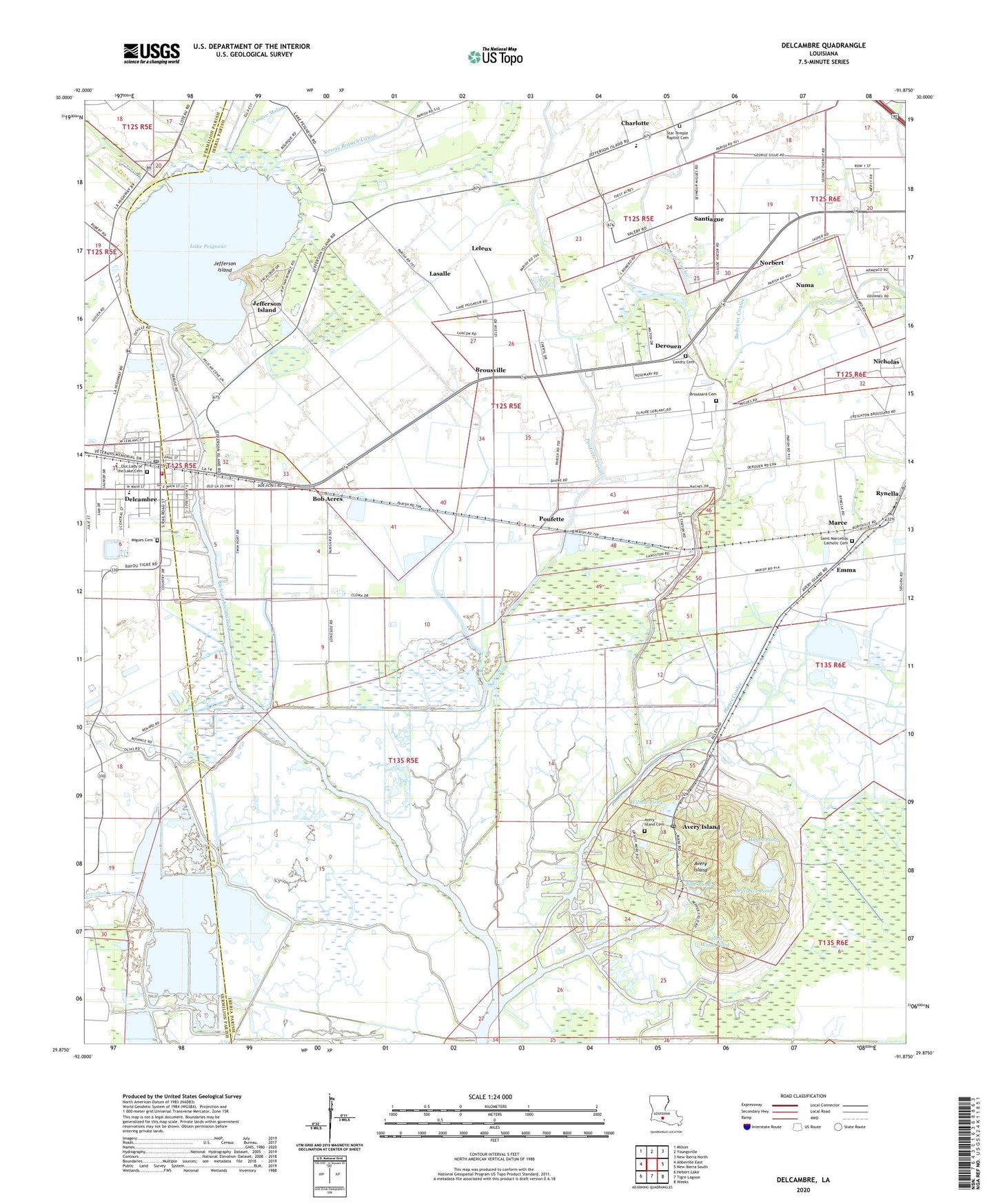 Delcambre Louisiana US Topo Map Image