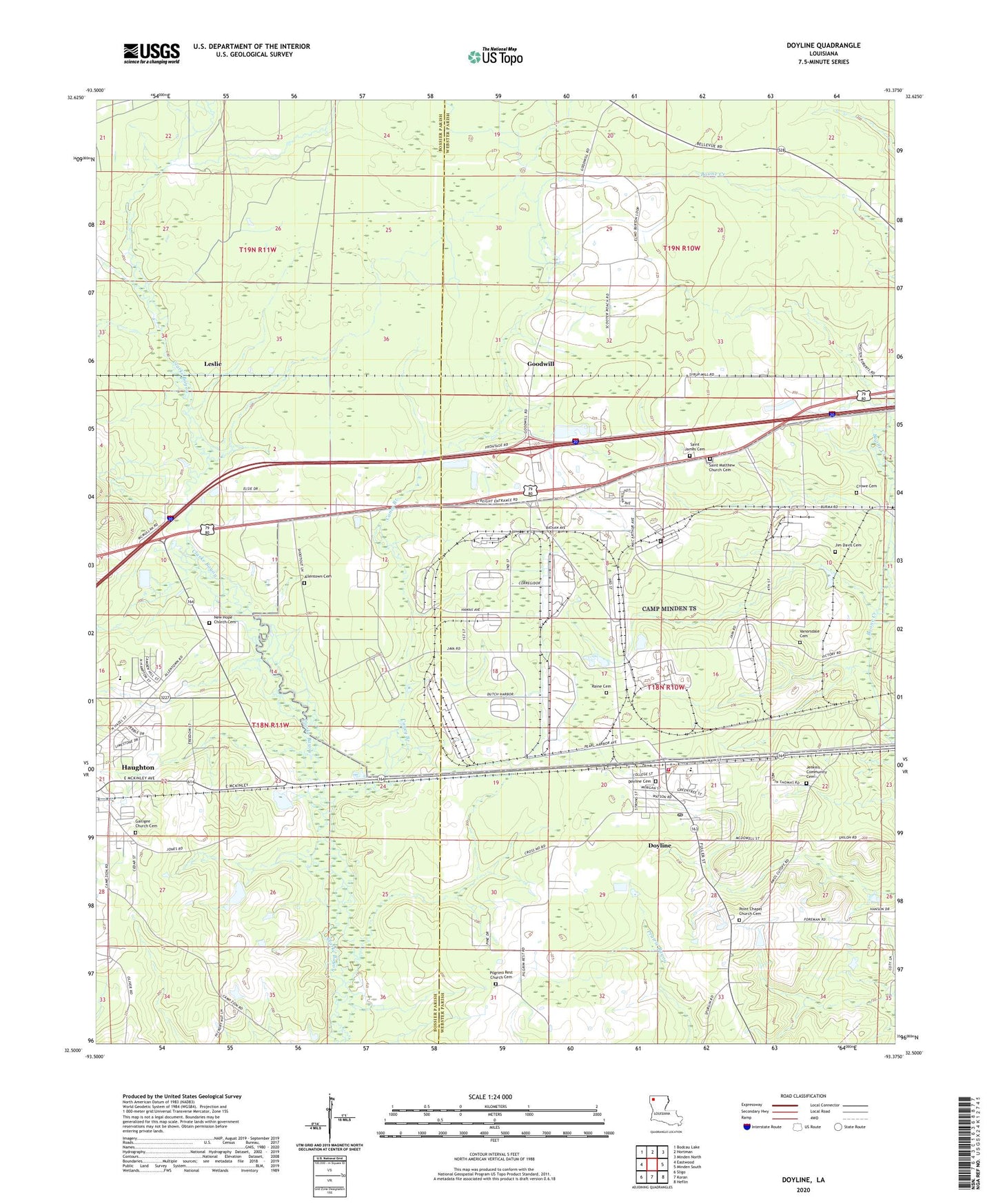 Doyline Louisiana US Topo Map Image