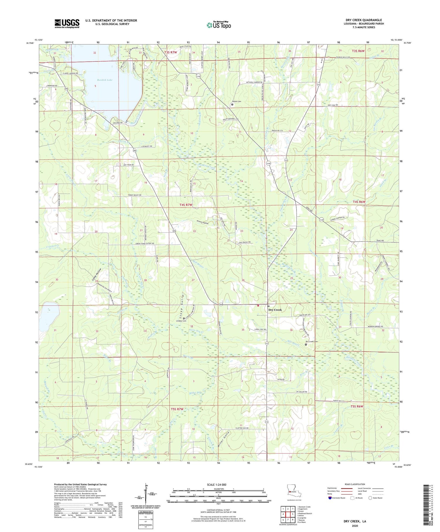 Dry Creek Louisiana US Topo Map Image