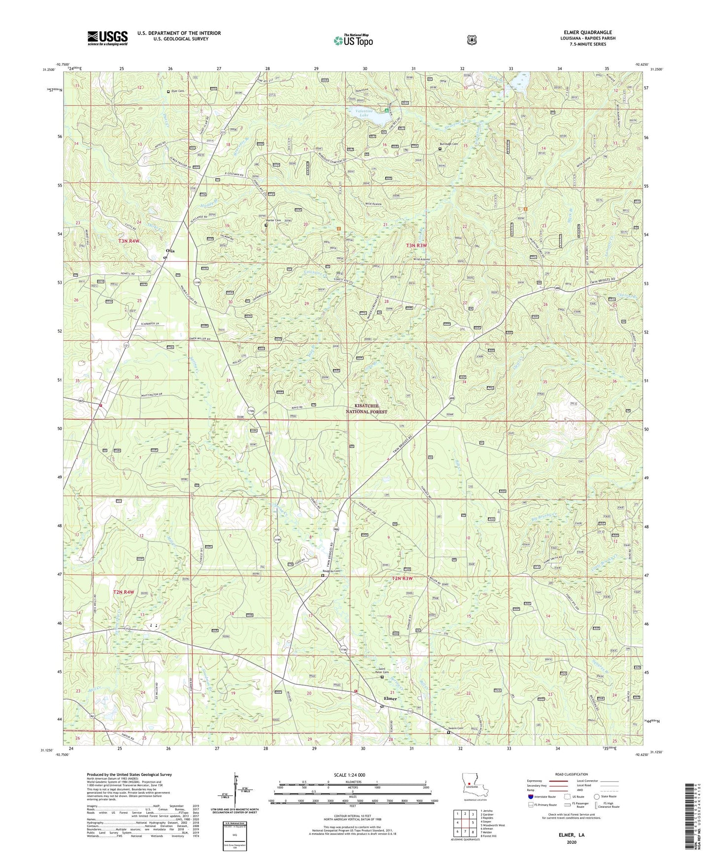 Elmer Louisiana US Topo Map Image