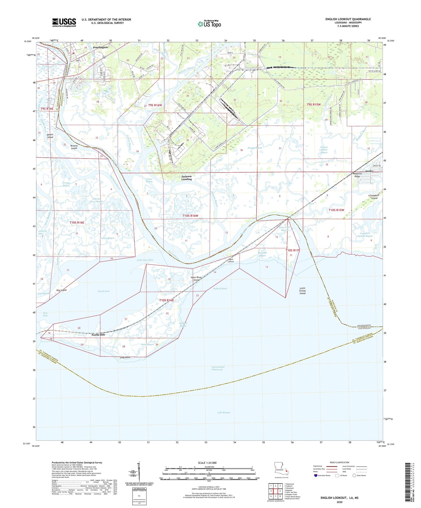 English Lookout Louisiana US Topo Map Image