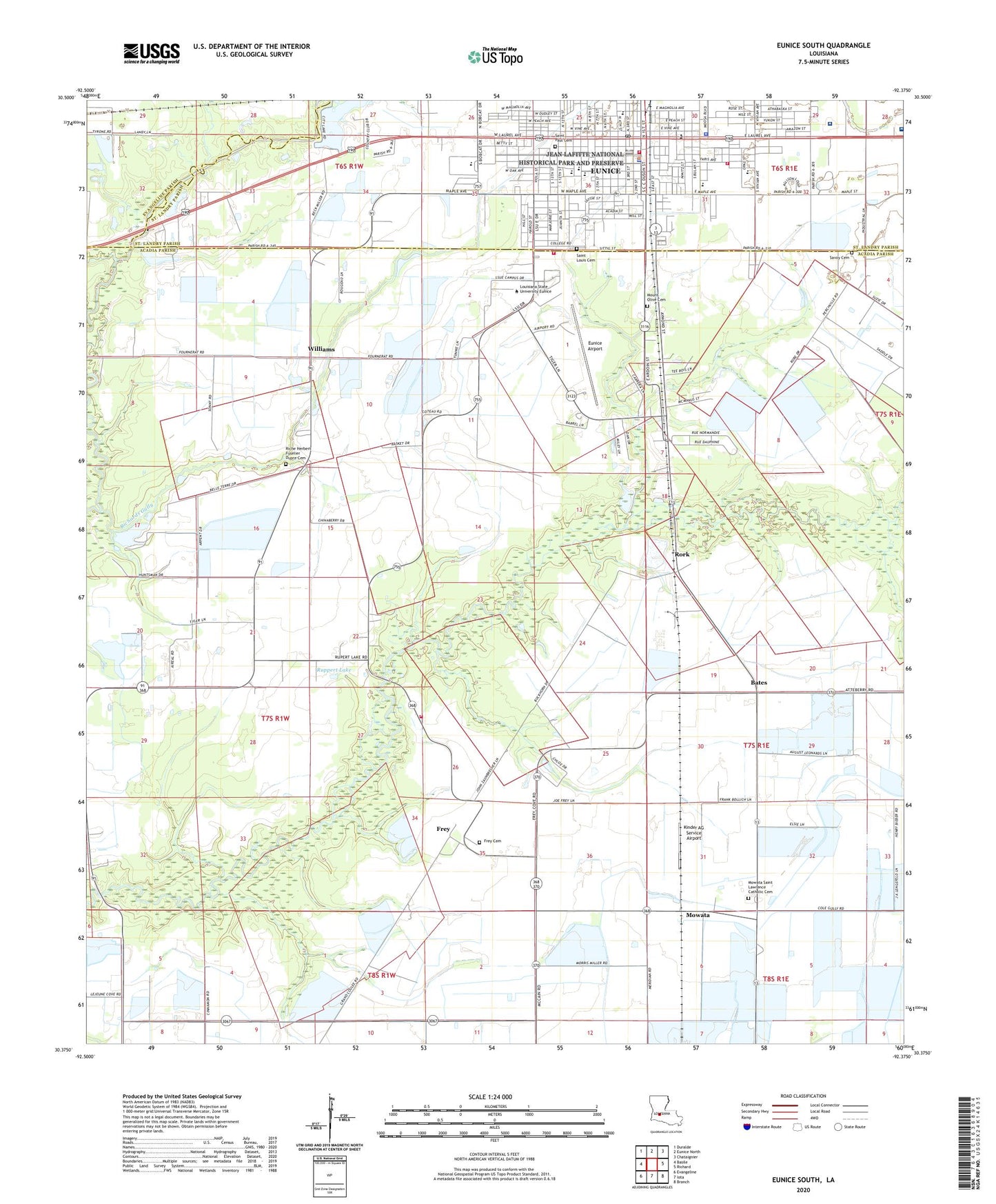 Eunice South Louisiana US Topo Map Image