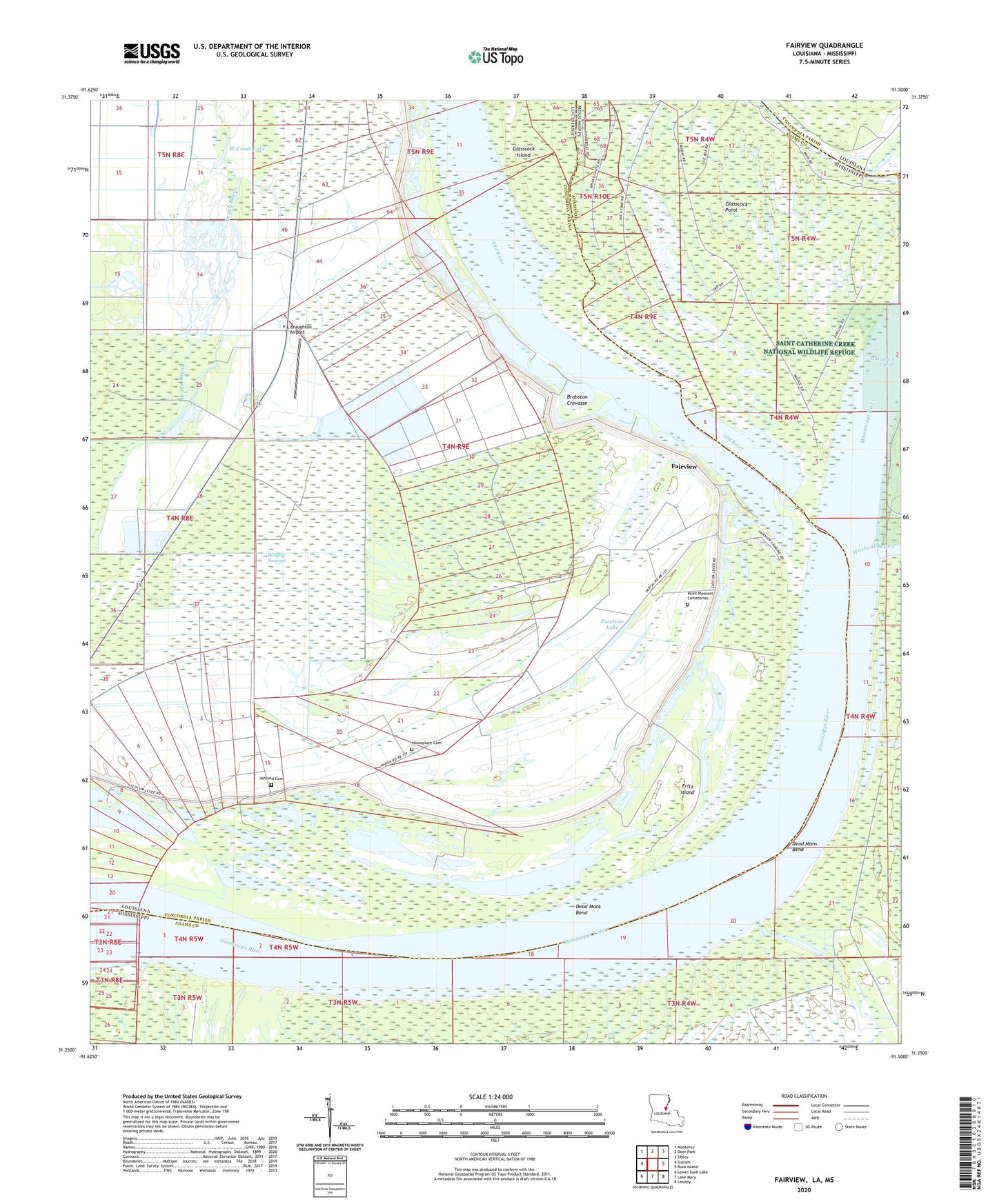 Fairview Louisiana US Topo Map Image