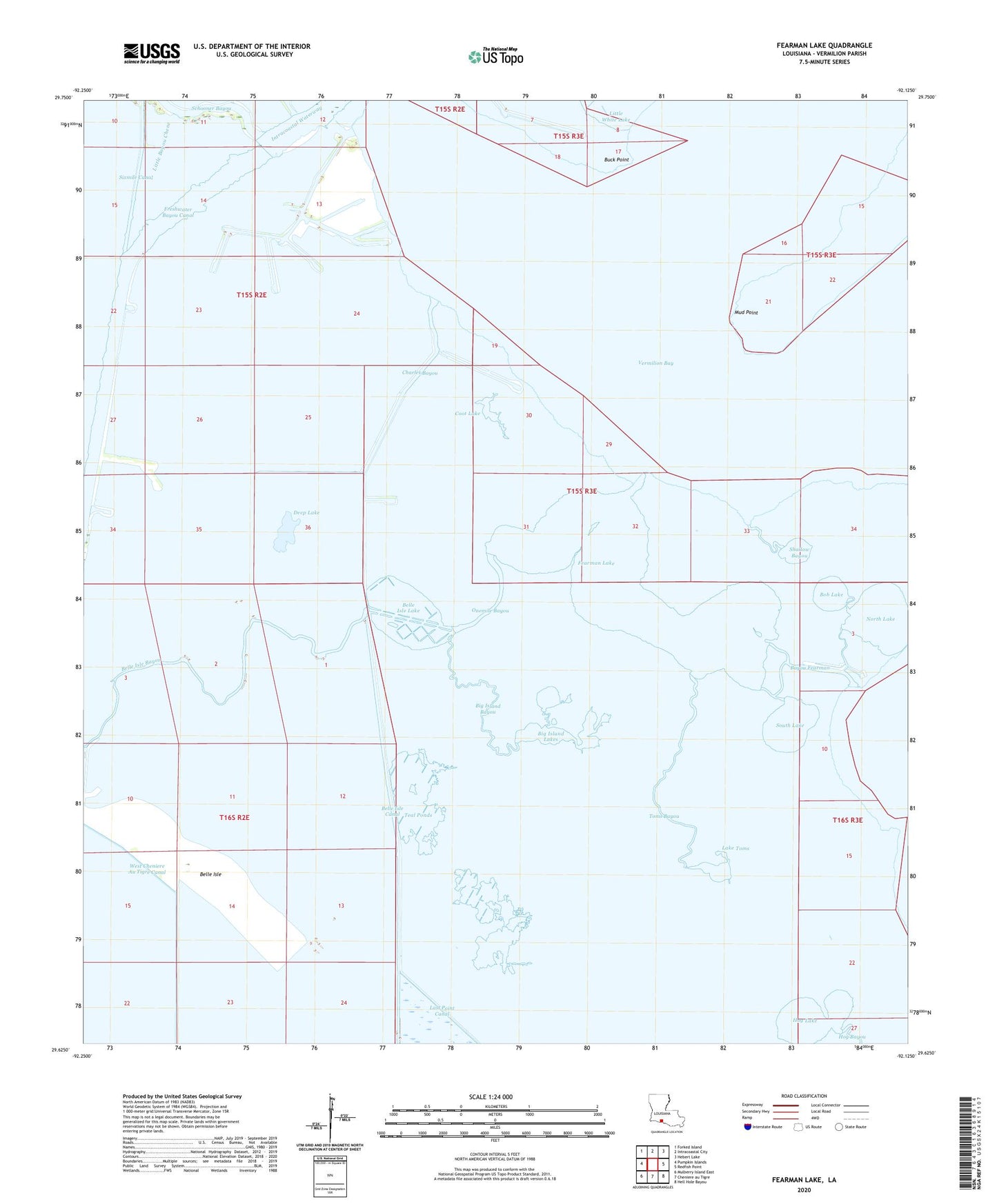 Fearman Lake Louisiana US Topo Map Image
