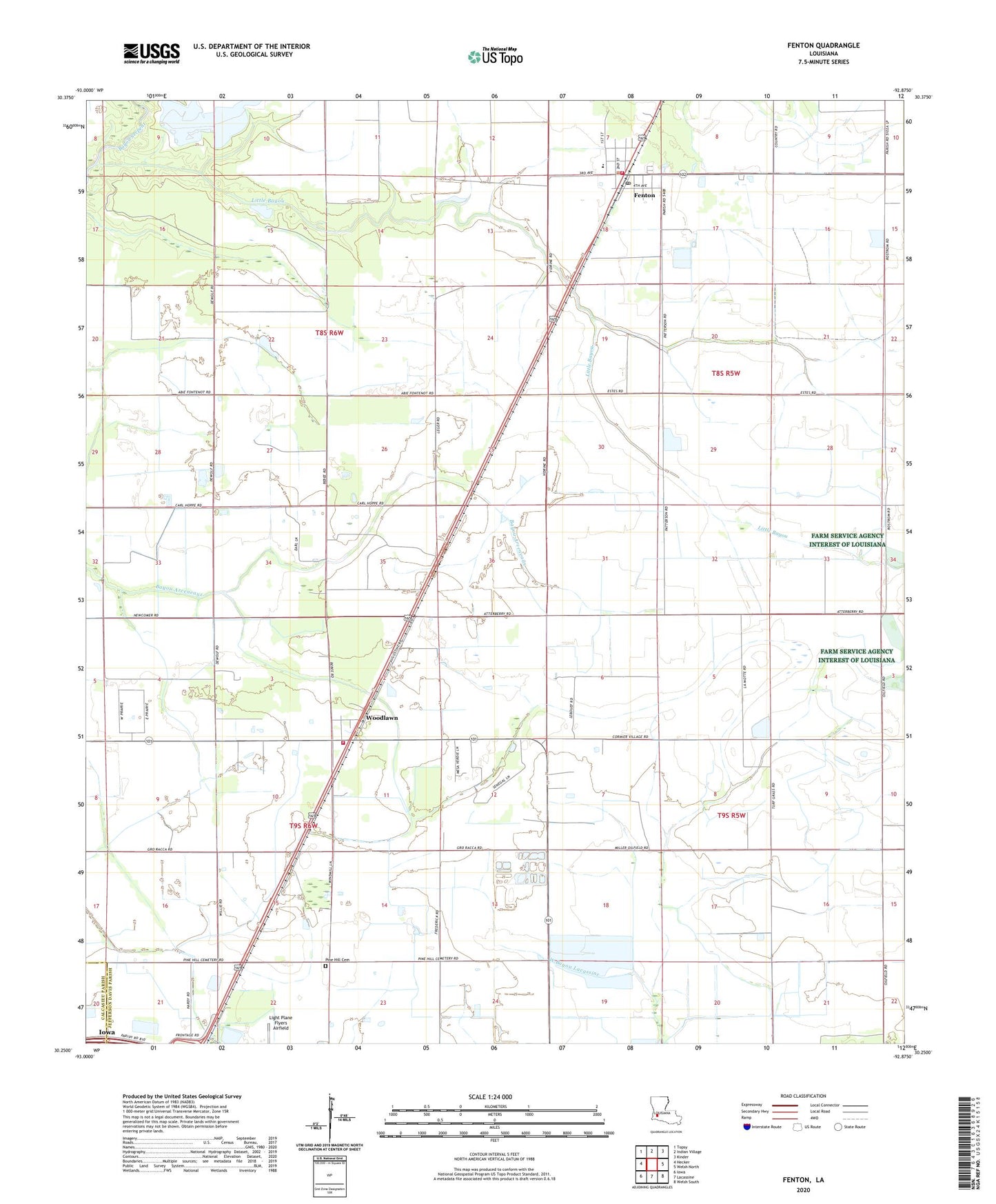 Fenton Louisiana US Topo Map Image
