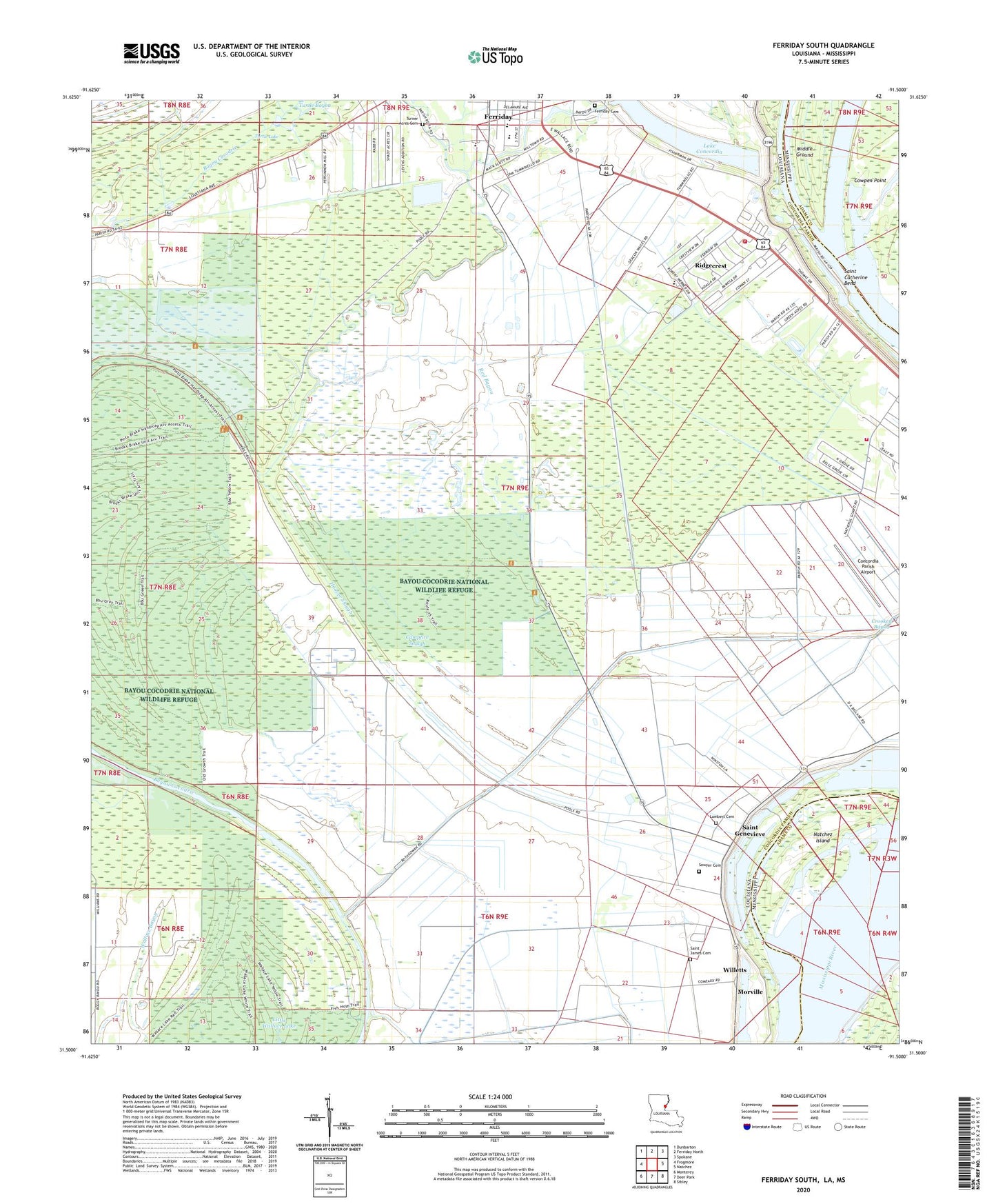 Ferriday South Louisiana US Topo Map Image