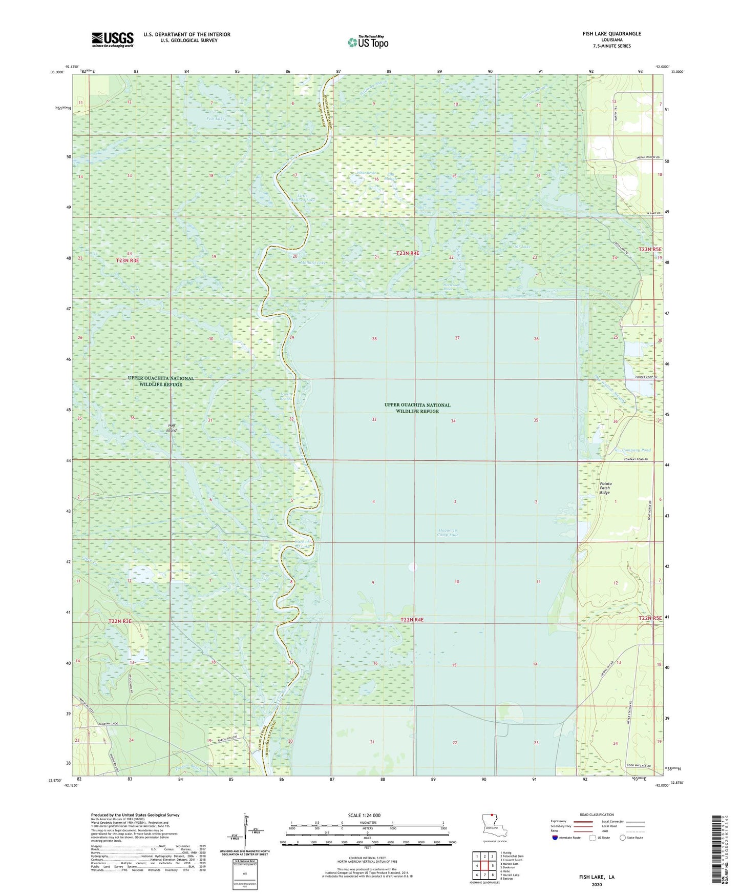 Fish Lake Louisiana US Topo Map Image
