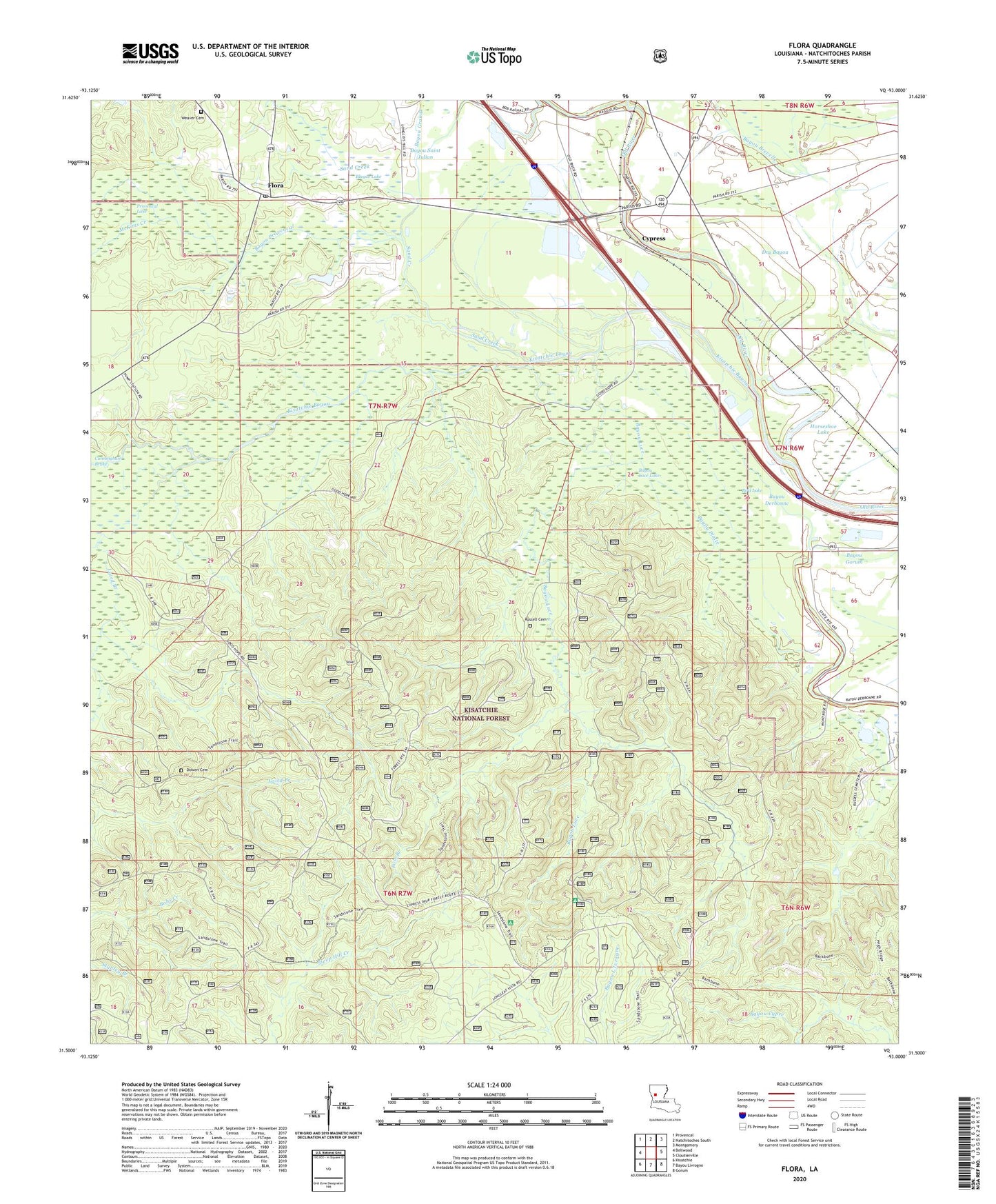 Flora Louisiana US Topo Map Image